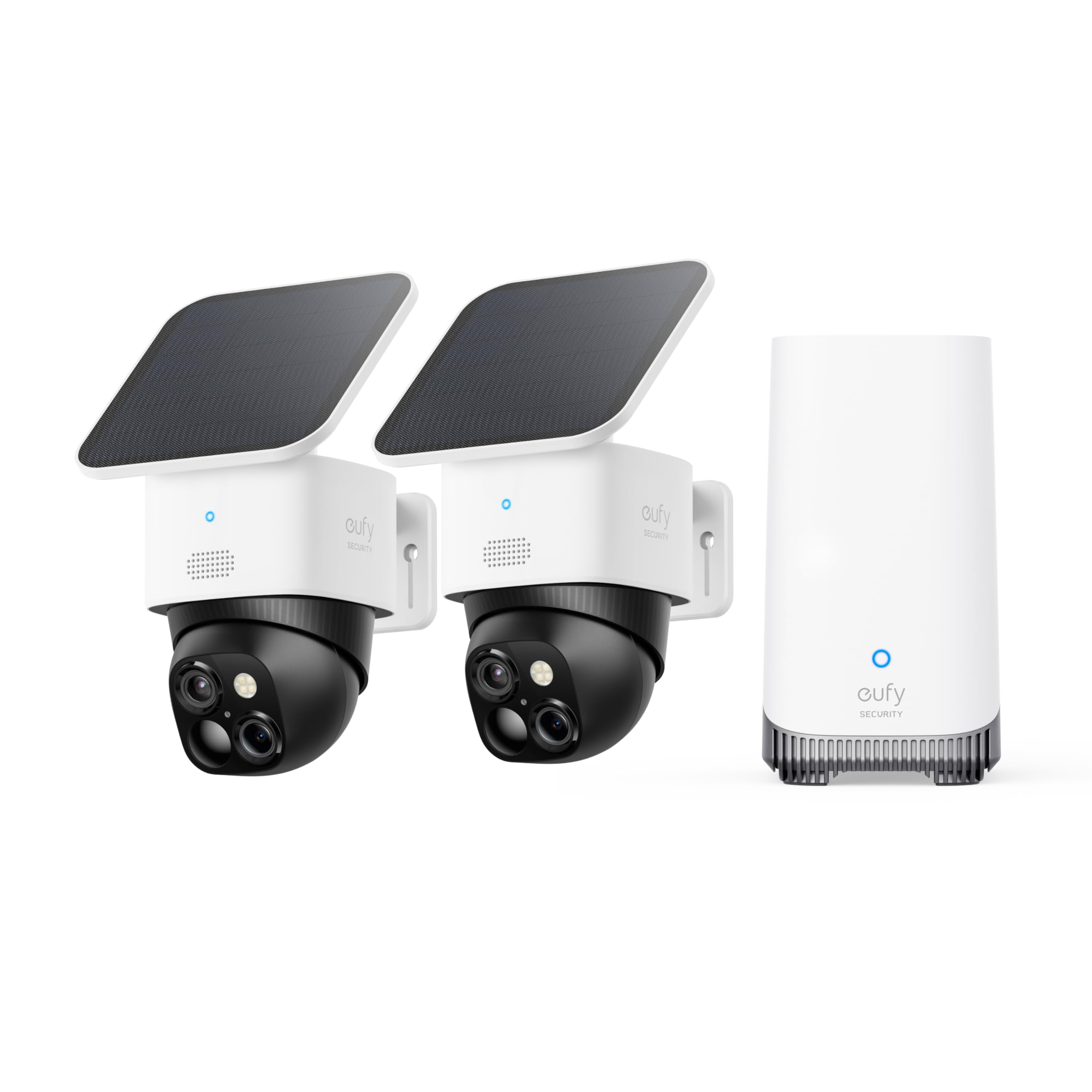 eufy Security 3K Dual Camera, SoloCam S340, Solar Security Cameras Wireless Outdoor, Cameras for Home Security, 360°Coverage, Pan & Tilt, No Blind Spots, No Monthly Fee, Built-in 8GB