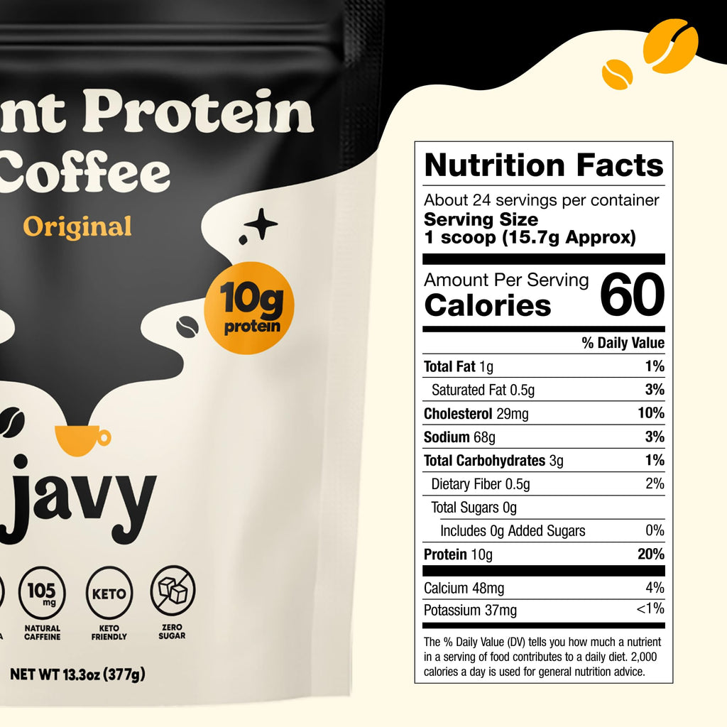 Javvy Protein Iced Coffee - Premium Whey Protein & Iced Coffees, 100% Natural Cold Brew, Zero Artificial Flavors & Sweeteners, 80mg Caffeine, No Added Sugar, 20 Servings, Caramel, 1 Pack