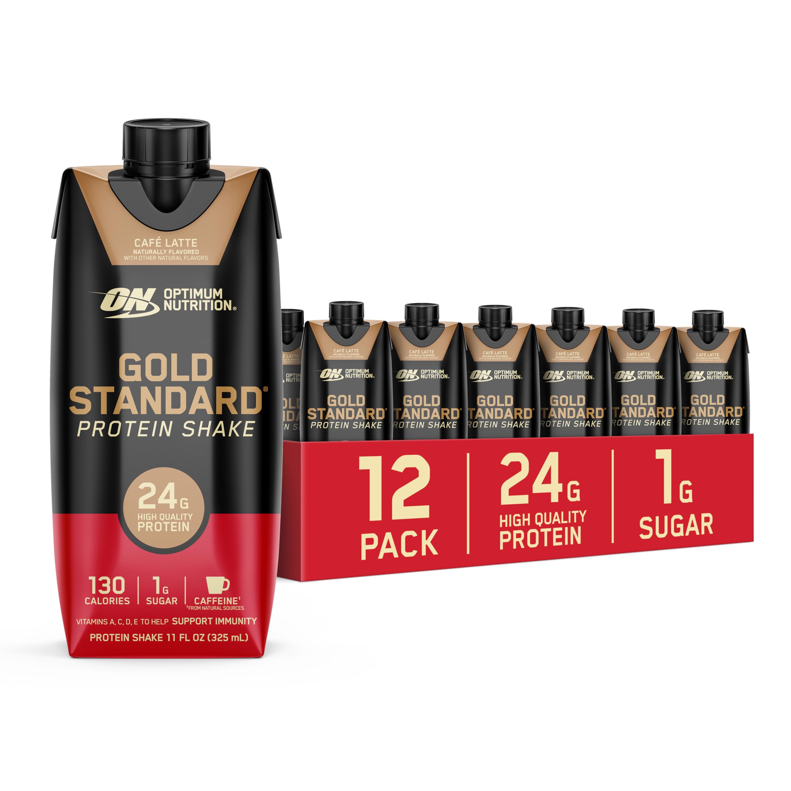 Optimum Nutrition Gold Standard Protein Shake, 24g Protein, Ready to Drink Protein Drinks, Chocolate, 11 Fl Oz, 12 Count (Pack of 1) (Packaging May Vary)