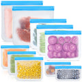 10 Pack Reusable Silicone Food Storage Bags, Leakproof Dishwasher Safe Reusable Freezer Bags for Food Containers, Lunch Bags for Sandwich, Snack, Marinate Meat, Salad Fruit