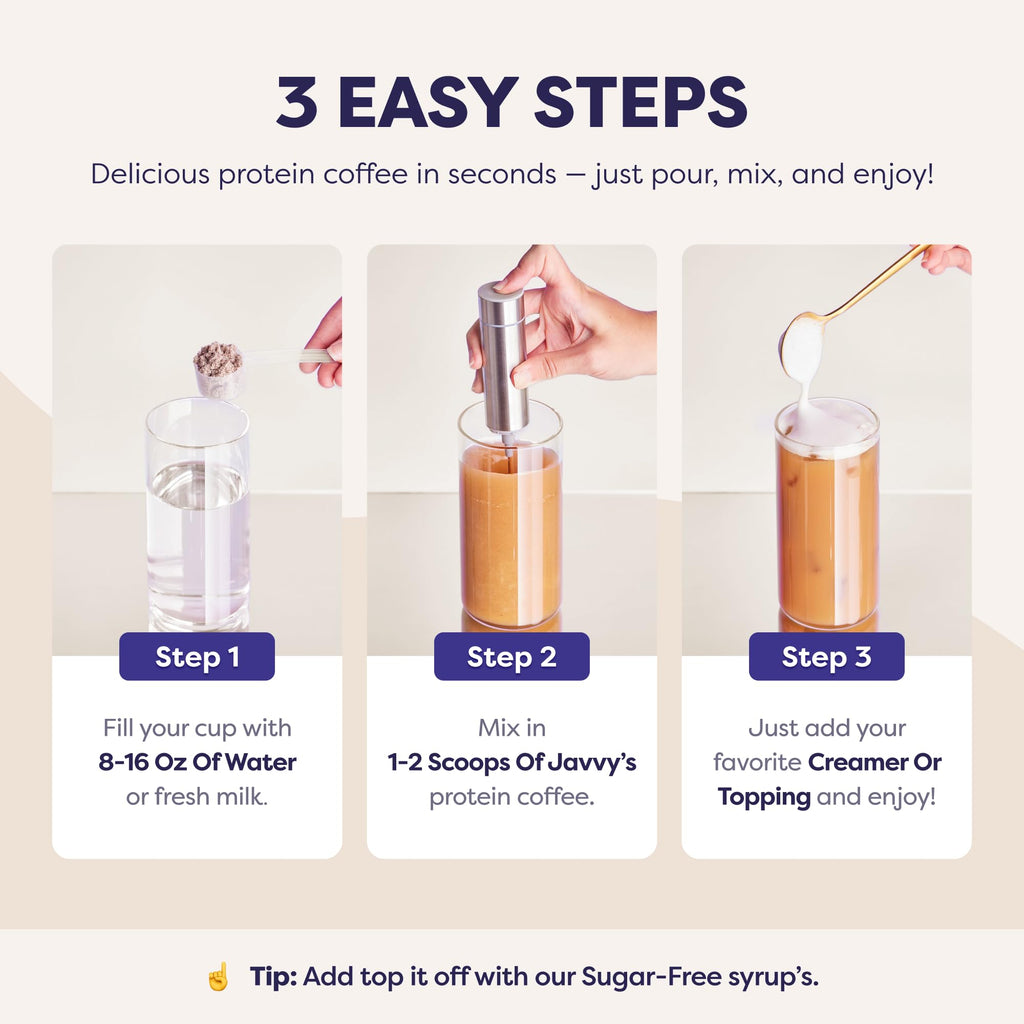 Javvy Protein Iced Coffee - Premium Whey Protein & Iced Coffees, 100% Natural Cold Brew, Zero Artificial Flavors & Sweeteners, 80mg Caffeine, No Added Sugar, 20 Servings, Caramel, 1 Pack