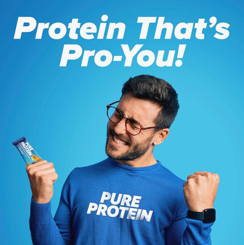 Pure Protein Chocolate Peanut Butter Protein Bars – 20g Protein, 3g Sugar, 190 Calories (12 count) Low Sugar* High Protein Snack - Gluten Free - Perfect for a Healthy Snack