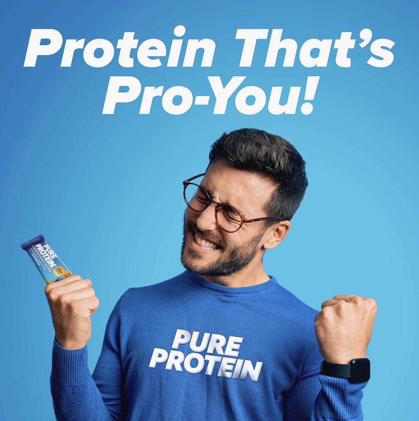 Pure Protein Chocolate Peanut Butter Protein Bars – 20g Protein, 3g Sugar, 190 Calories (12 count) Low Sugar* High Protein Snack - Gluten Free - Perfect for a Healthy Snack