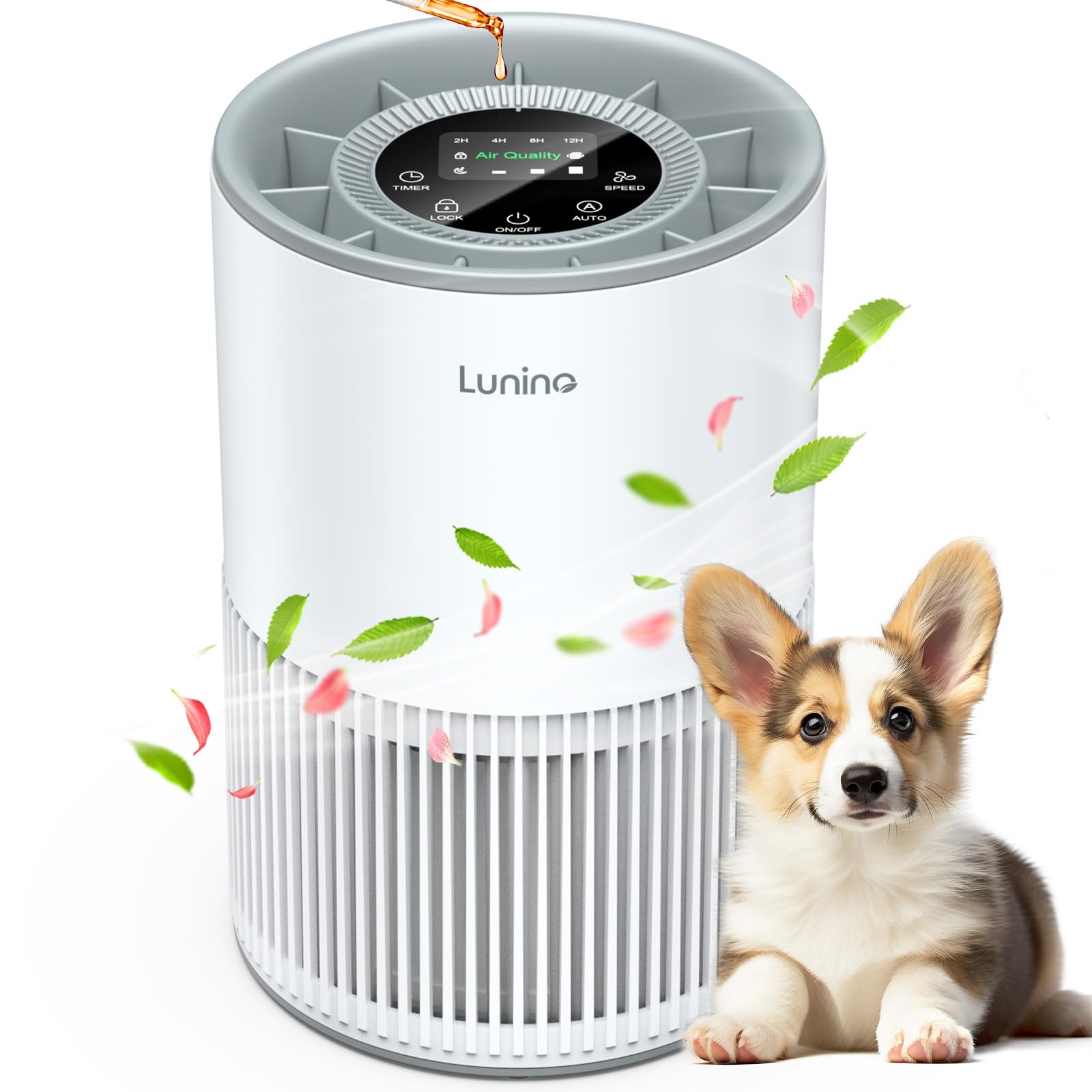 2 Pack Air Purifiers for Home Large Room up to 1200ft², LUNINO Air Purifier for Bedroom with H13 HEPA Washable Filter, Aromatherapy, Air Quality Sensor, Sleep Mode for Smoke, Dust, Pet Dander, Odor