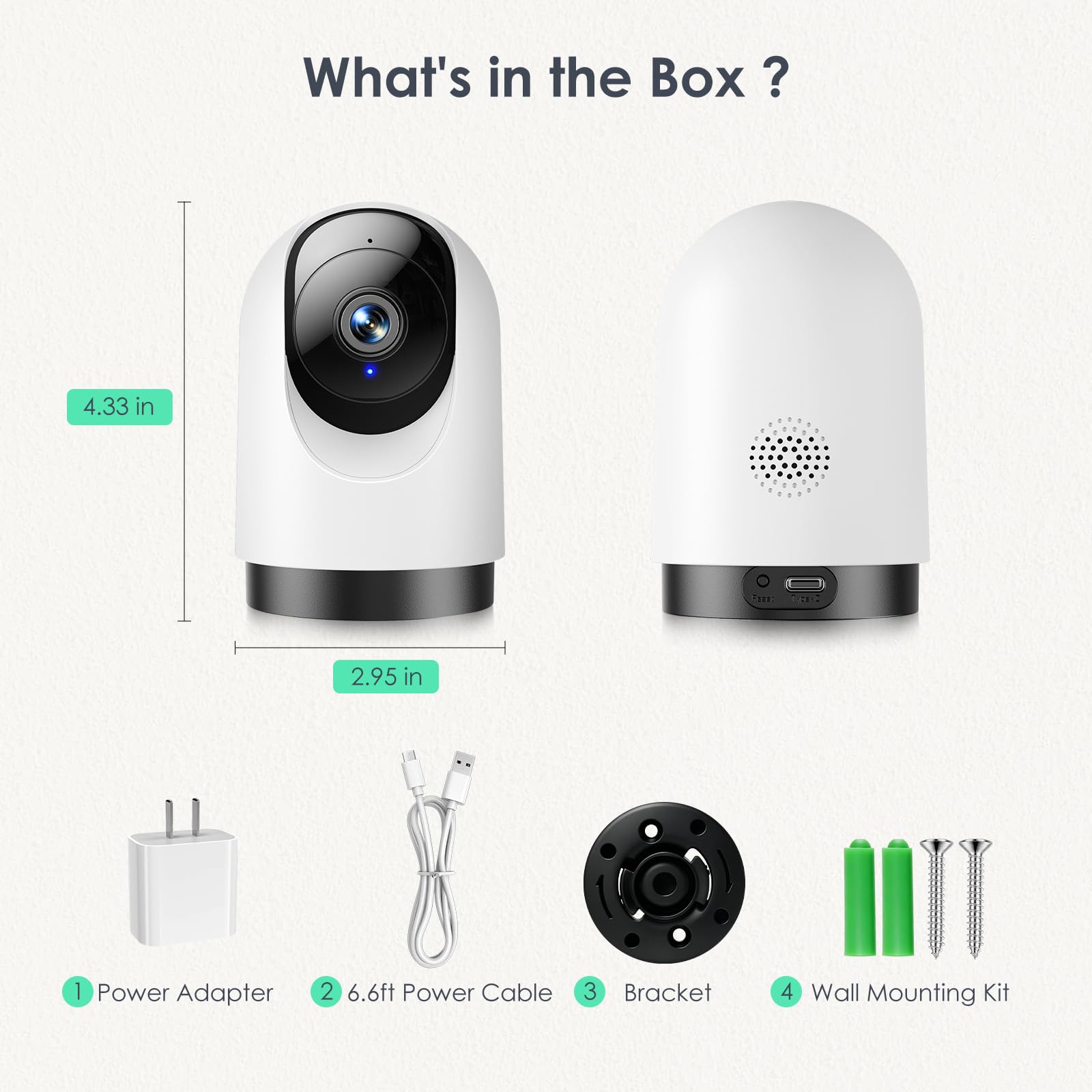 YOTON Indoor Security Camera, 2K 360° Wi-Fi Baby Monitor & Pet Camera w/Motion Tracking, 2-Way Audio, Night Vision, SD/Cloud, Compatible with Alexa & Google Home, 2.4/5GHz