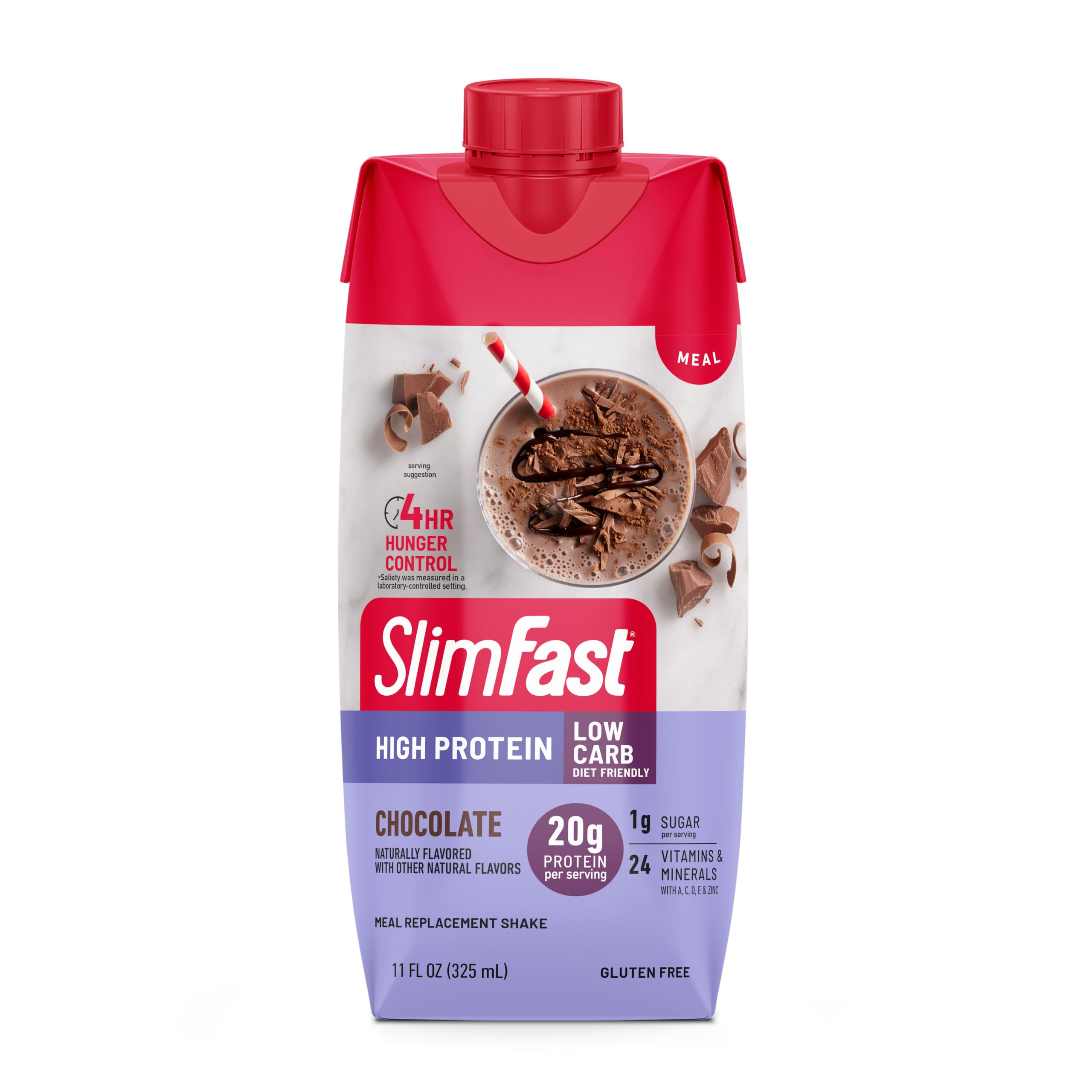 SlimFast Protein Shake, Vanilla- 20g Protein, Meal Replacement Shake Ready to Drink, High Protein with Low Carb and Low Sugar, 24 Vitamins and Minerals, 12 Count (Pack of 1) (Packaging May Vary)