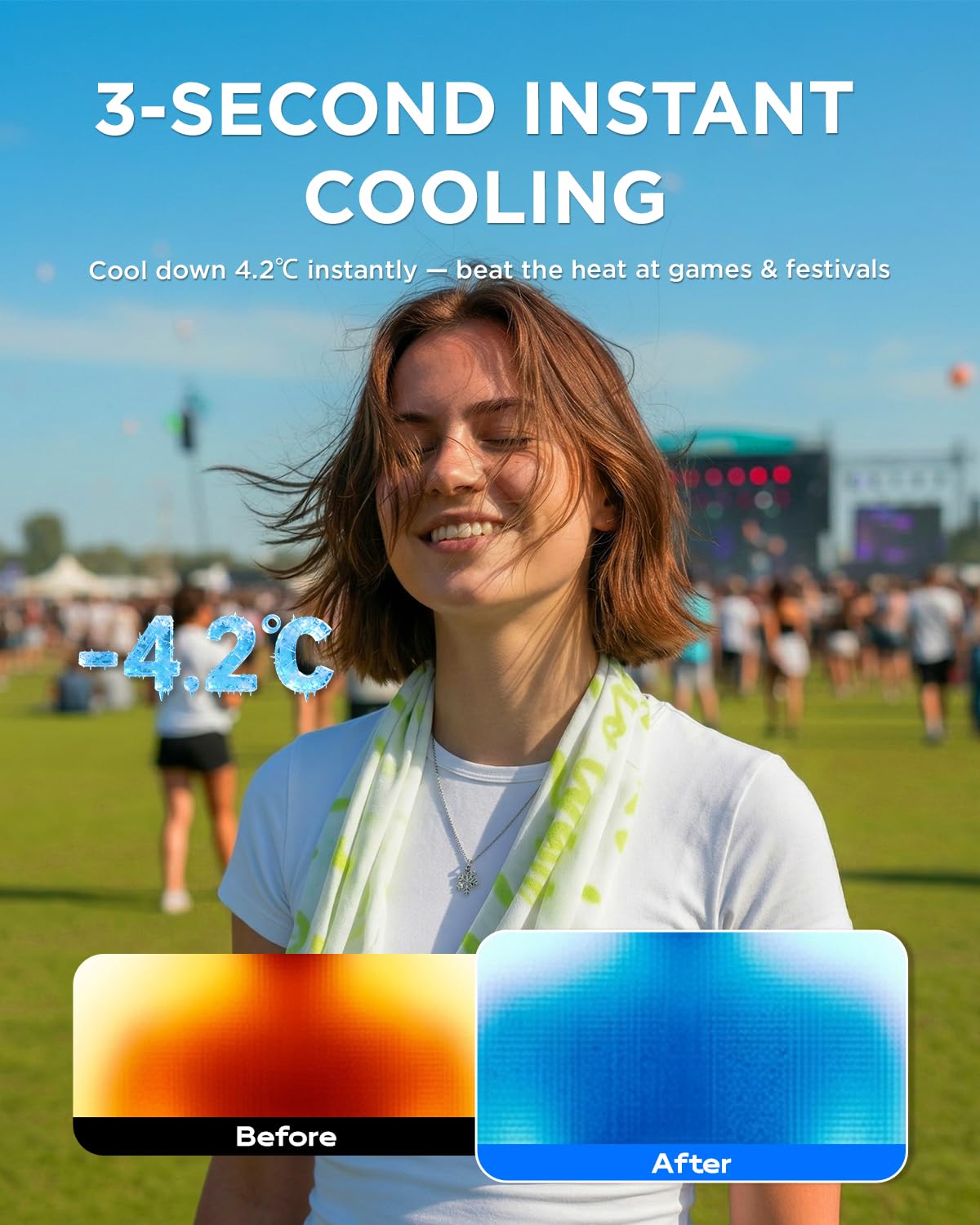 CoolRush Towel with Natural Mint Extract, Instant 3-Second Cooling Towel, Reusable Sports Cooling Wipes for Summer Heat, Alcohol-Free, for Running, Cycling, Gym, Outdoor Activities(10 Pack)