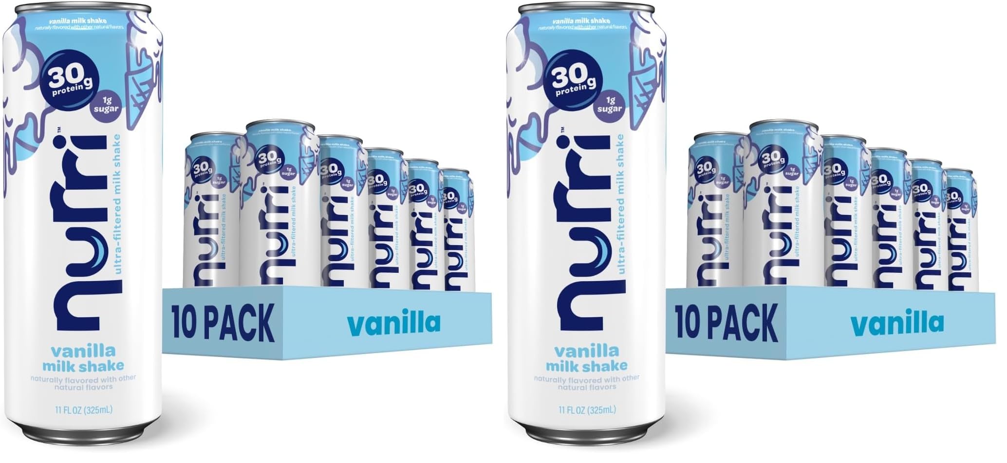 Nurri - 30g Protein Ultra Filtered Milk Shake – Mocha- with Caffeine for Energy, Lactose Free, Low Sugar, 150 Calories, 10 Vitamins and Minerals - 11 fl oz, 10 Cans