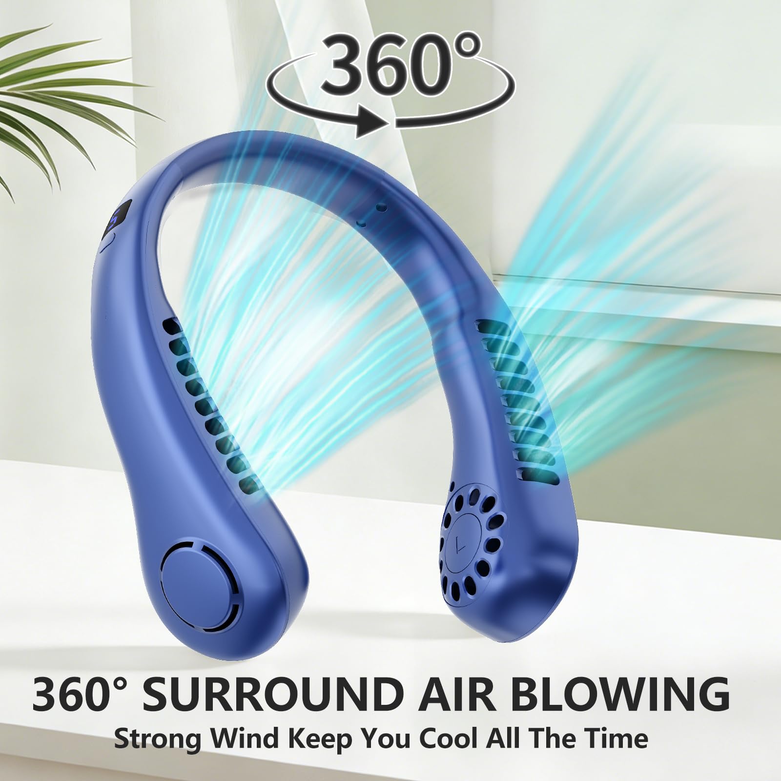 Portable Neck Fan, 360° Cooling Personal Fan with 5 Speeds, USB Rechargeable Wearable Neck Fan, Hands Free Bladeless Fan, Twistable, Mini Portable Fan, Gifts for Men Women Mom Dad, White