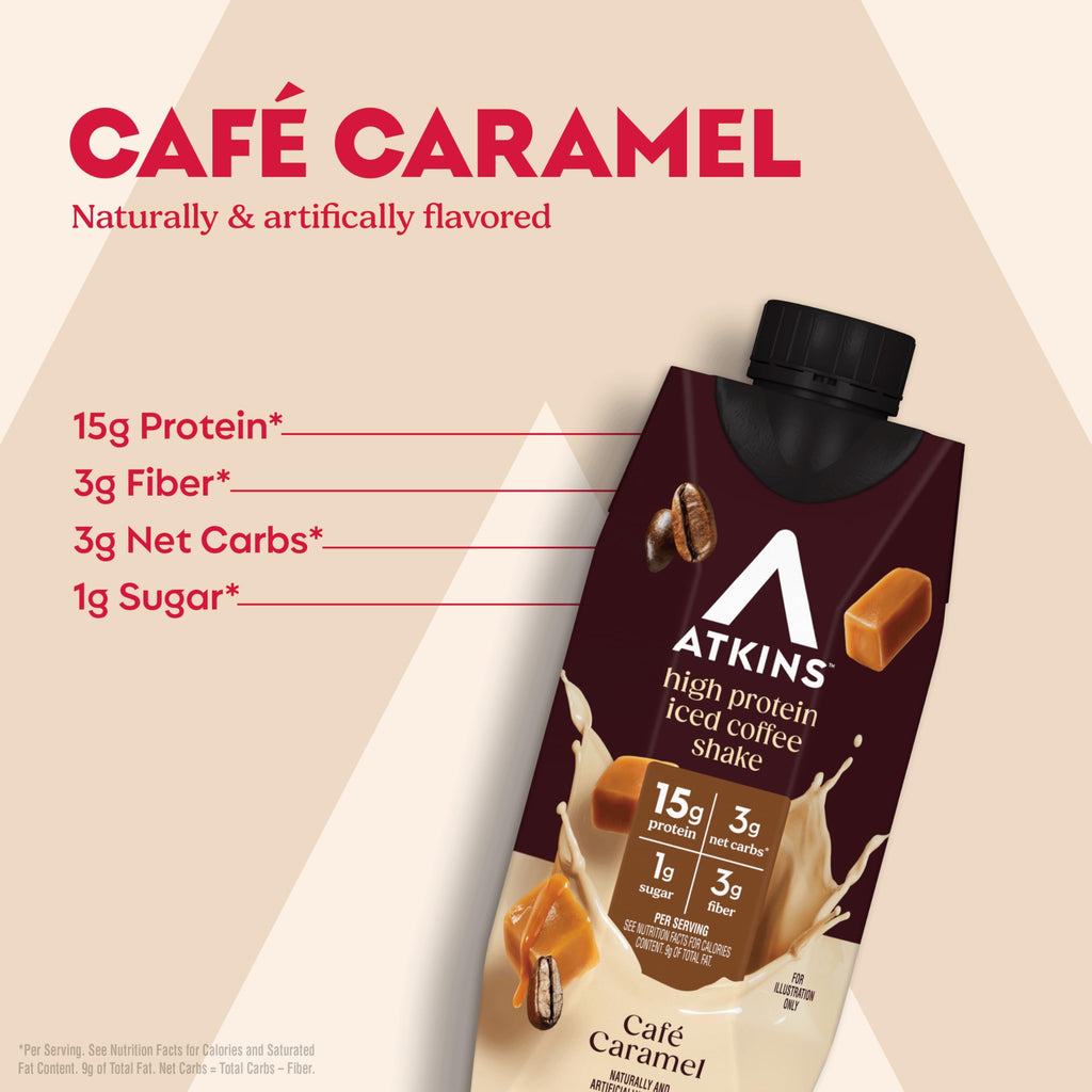 Atkins Mocha Latte Iced Coffee Flavored Protein Shake, High Protein, Low Glycemic, Low Carb and Low Sugar Shakes, Keto-Friendly, 12 Pack