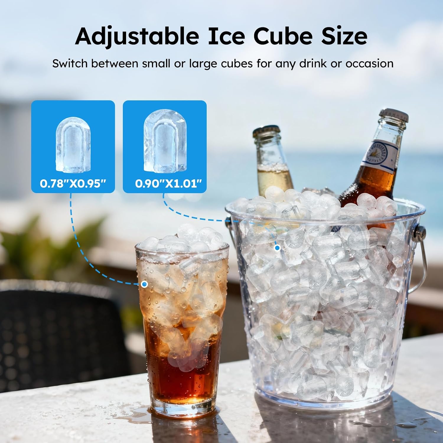 Ice Maker Countertop, 26lbs/24H Self-Cleaning Ice Machine with Handle, 8 Bullet Ice Cubes Ready in 6 Mins, Compact Ice Maker with Basket and Scoop for Home, Kitchen, Office, RV, Party