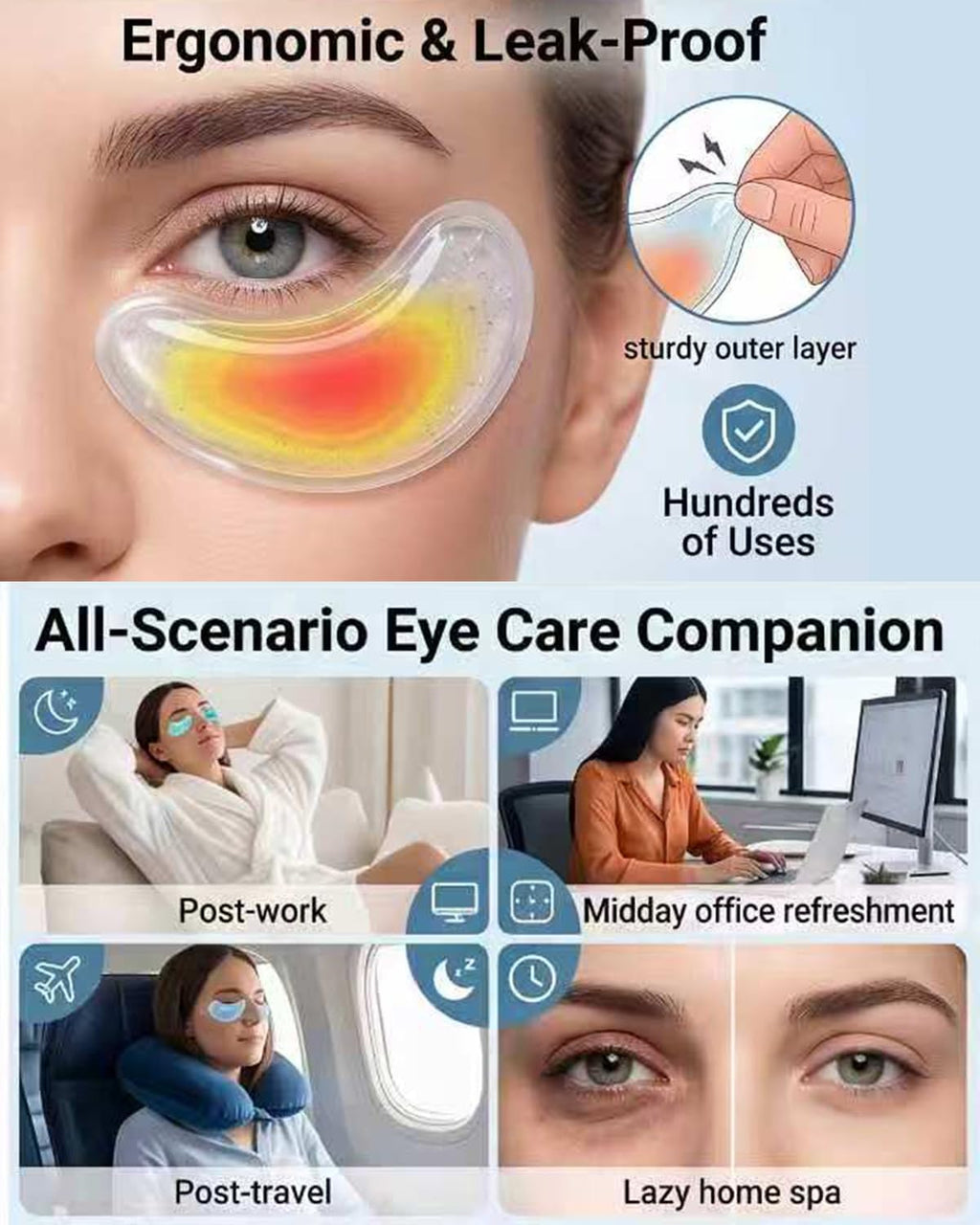 Reusable Under Eye Patches - 8PCS Hot & Cold Gel Eye Pads/Ice Pack for Puffy Eyes, Dark Circles & Eye Bags | Cooling Sleep Mask & Soothing Compress