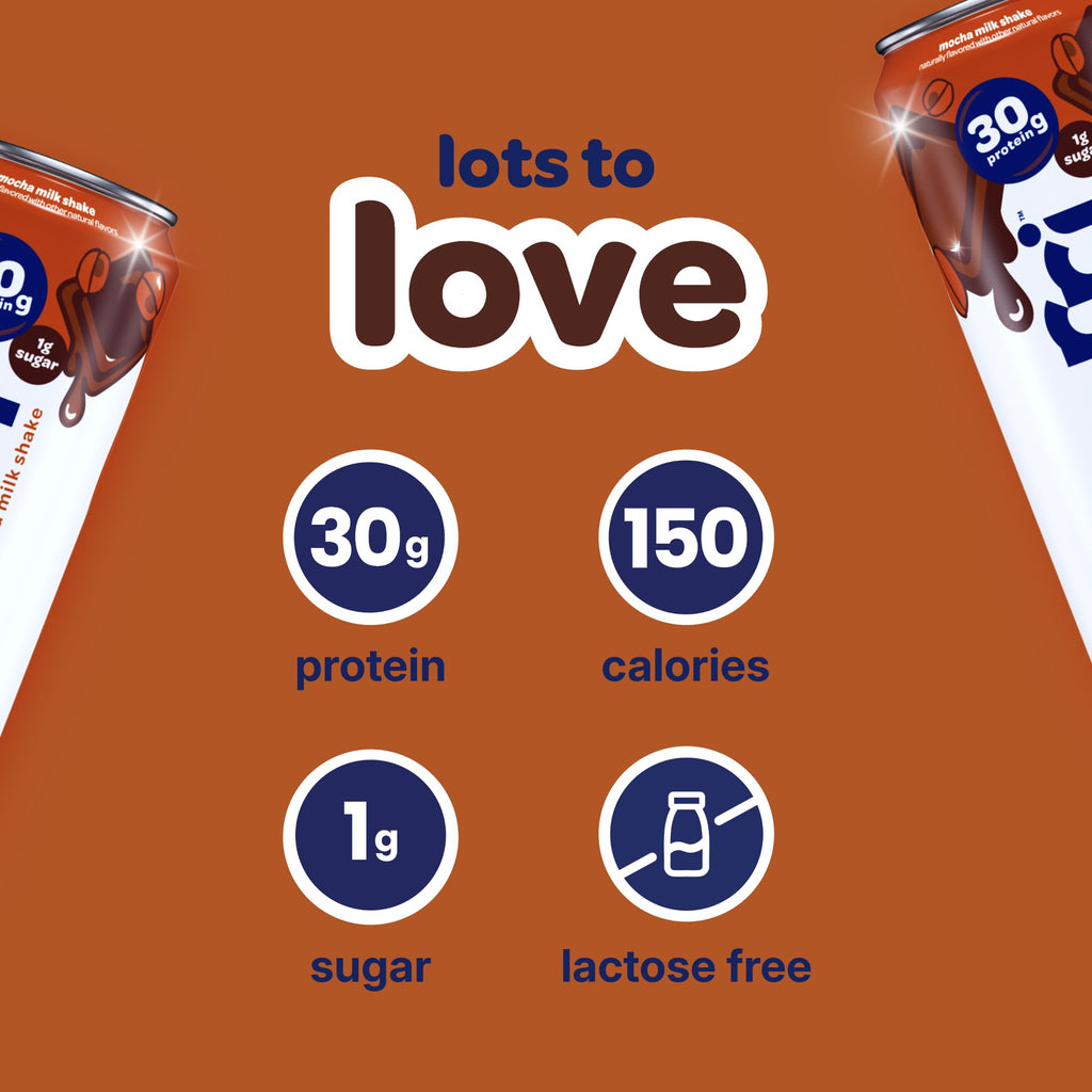 Nurri - 30g Protein Ultra Filtered Milk Shake – Mocha- with Caffeine for Energy, Lactose Free, Low Sugar, 150 Calories, 10 Vitamins and Minerals - 11 fl oz, 10 Cans