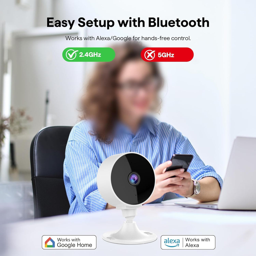 2K Wireless Cameras for Home Security Camera, Pet Camera Indoor with Phone App, Night Vision, Motion Alert, 24/7 SD&Cloud Record, Two-Way Audio, Security Camera Indoor Works with Alexa&Google