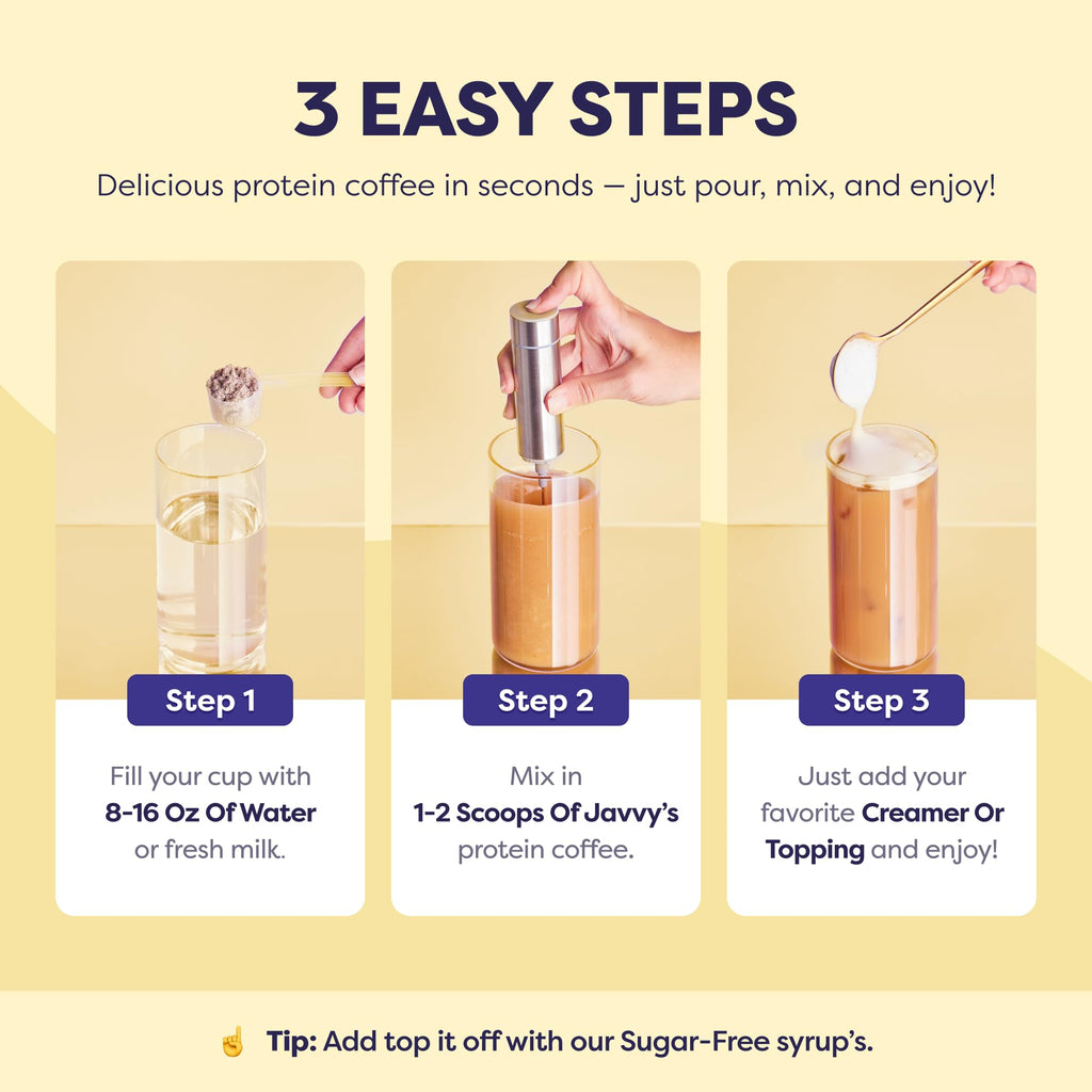 Javvy Protein Iced Coffee - Premium Whey Protein & Iced Coffees, 100% Natural Cold Brew, Zero Artificial Flavors & Sweeteners, 80mg Caffeine, No Added Sugar, 20 Servings, Caramel, 1 Pack