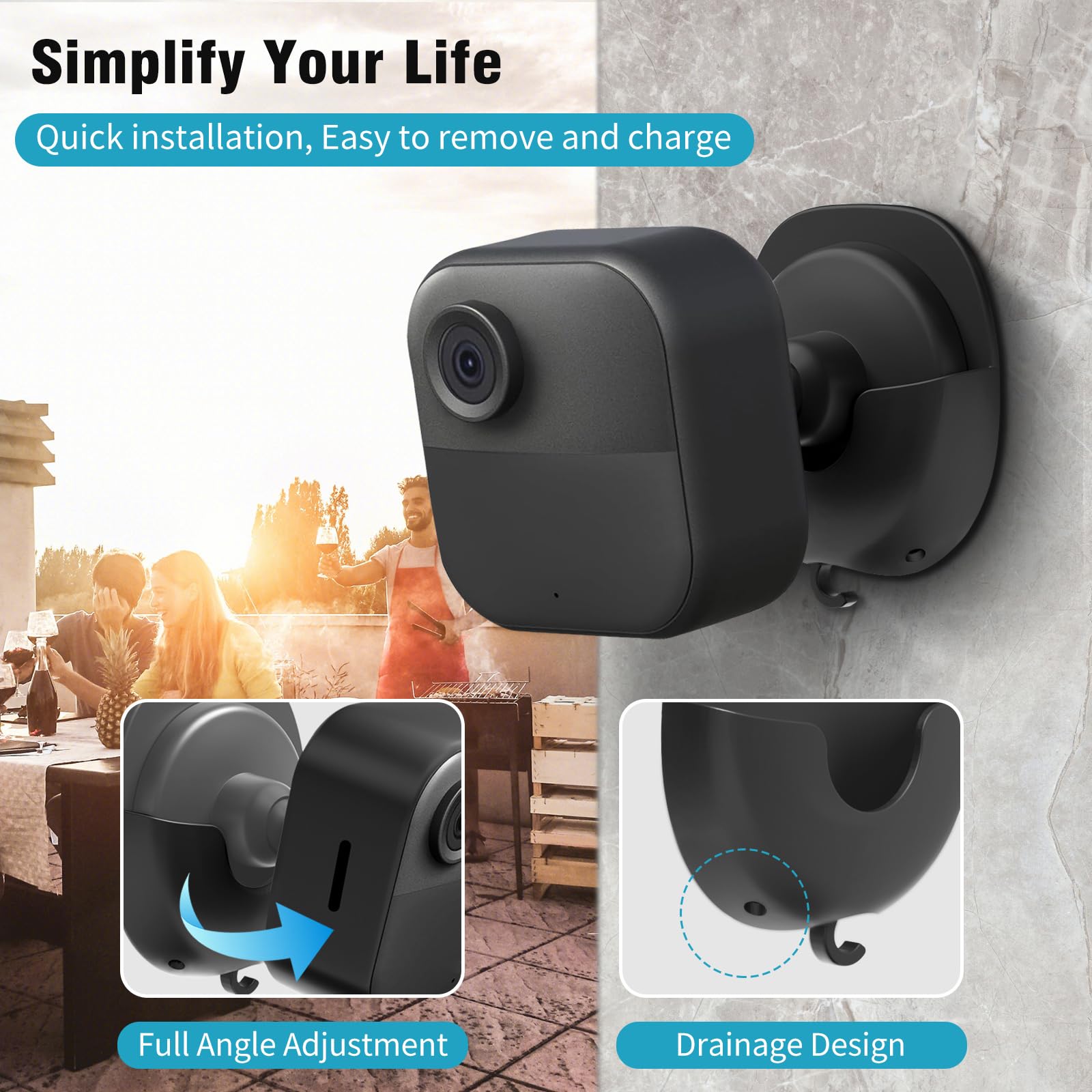 3 Pack Blink Camera No Drill No Screws Wall Mount Bracket for Blink Outdoor 4/Outdoor 2K+/Mini 2/Mini 2K+ Indoor Cameras, Strong Adhesive Mount, Damage-Free, Easy to Install