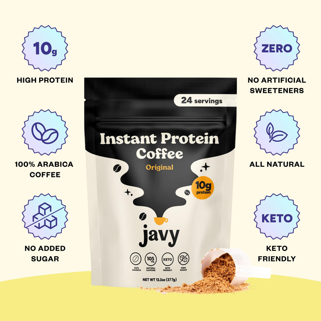 Javvy Protein Iced Coffee - Premium Whey Protein & Iced Coffees, 100% Natural Cold Brew, Zero Artificial Flavors & Sweeteners, 80mg Caffeine, No Added Sugar, 20 Servings, Caramel, 1 Pack