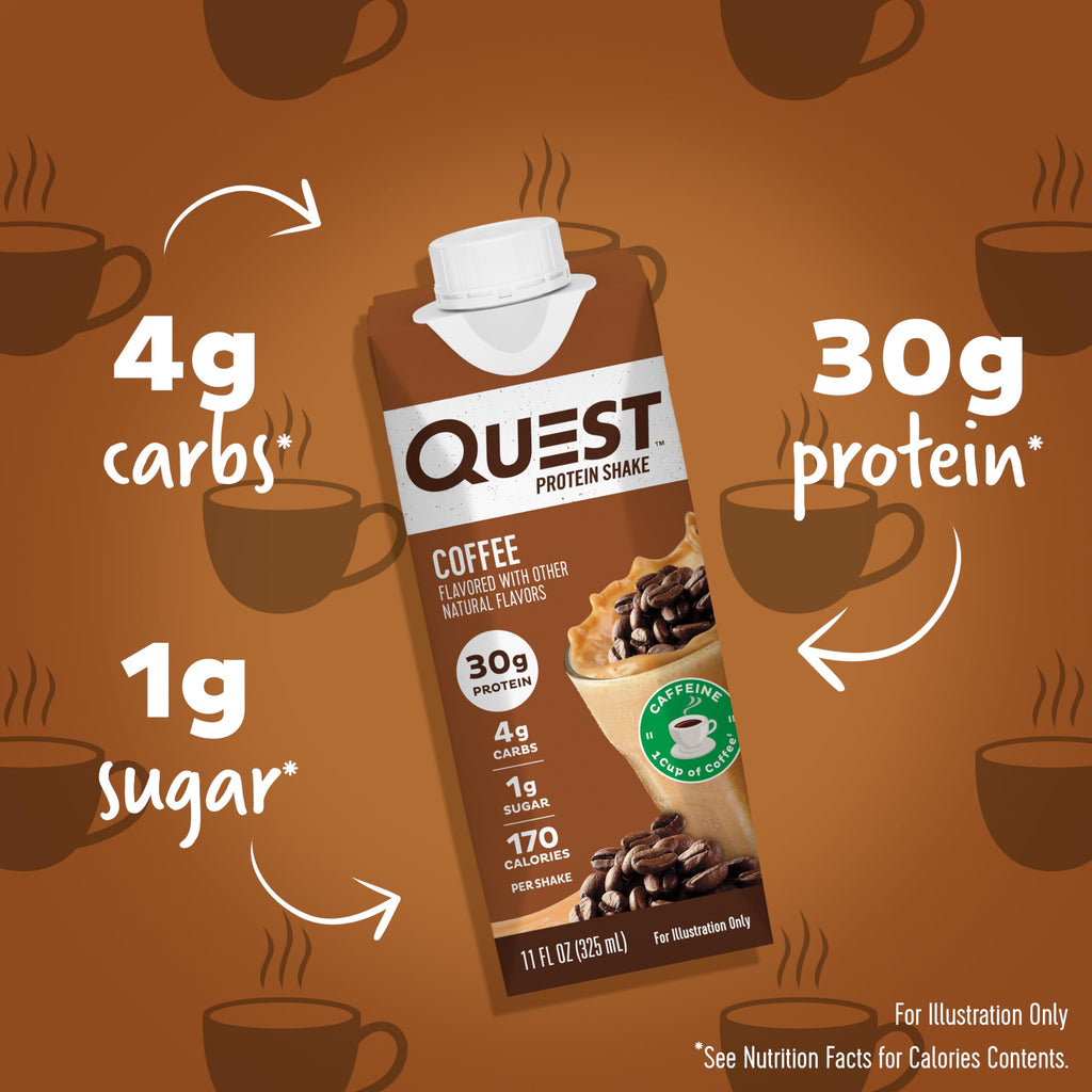 Quest Nutrition Ready to Drink Vanilla Protein Shake, 30g Protein, 3g Net Carbs, Gluten Free, Keto Friendly, 11 fl.oz 4 Count (Pack of 3)