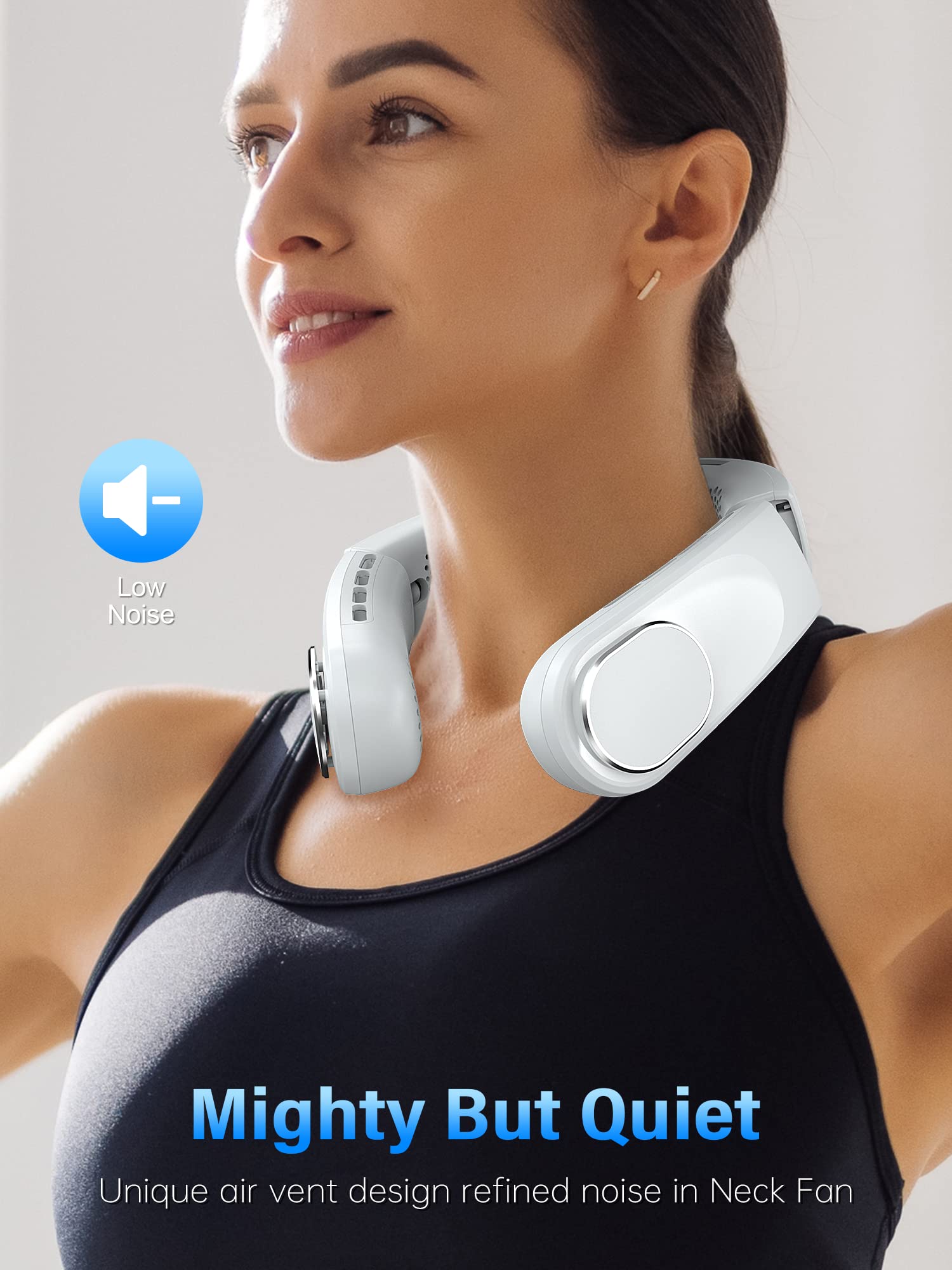 ChillGo Neck Fan - 4 Turbo Foldable Portable Fans - Personal Bladeless Fan 5200mAh with Strong Airflow, Neck Fans that Blow Cold Air with 4 Vent Small Mini Fans Wearable Cooling Fan for Travel Outdoor