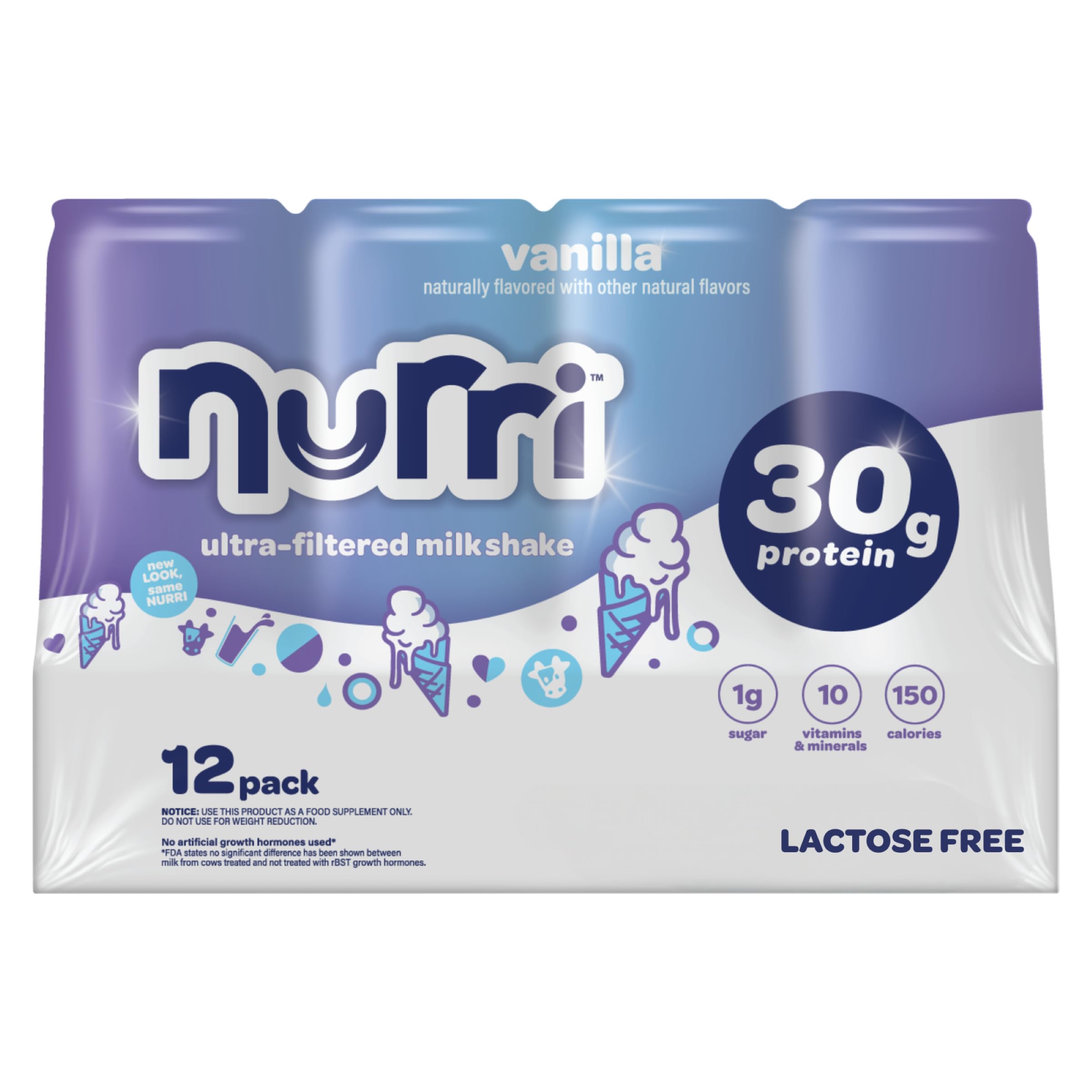 Nurri - 30g Protein Ultra Filtered Milk Shake – Mocha- with Caffeine for Energy, Lactose Free, Low Sugar, 150 Calories, 10 Vitamins and Minerals - 11 fl oz, 10 Cans
