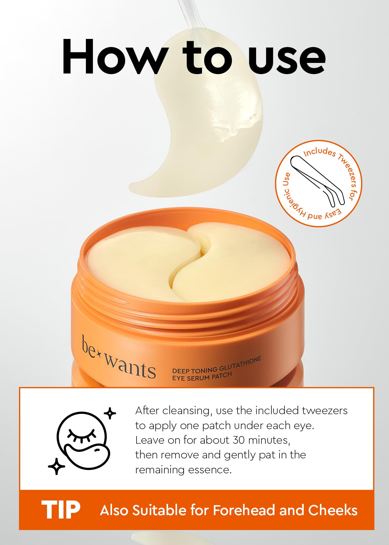 bewants Under Eye Patches for Puffy Eyes, Korean Under Eye Mask with Vegan Collagen and Hyaluronic Acid, Patches for Dark Circles and Cooling, 60 pieces