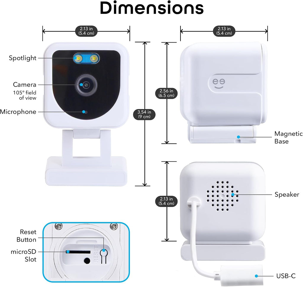 Geeni Mini 1080P Indoor/Outdoor Security Camera 2-Pack, Smart WiFi Cameras with Motion & Sound Detection, Night Vision, 2-Way Audio, Cloud & MicroSD Card Storage, Compatible with Alexa & Google