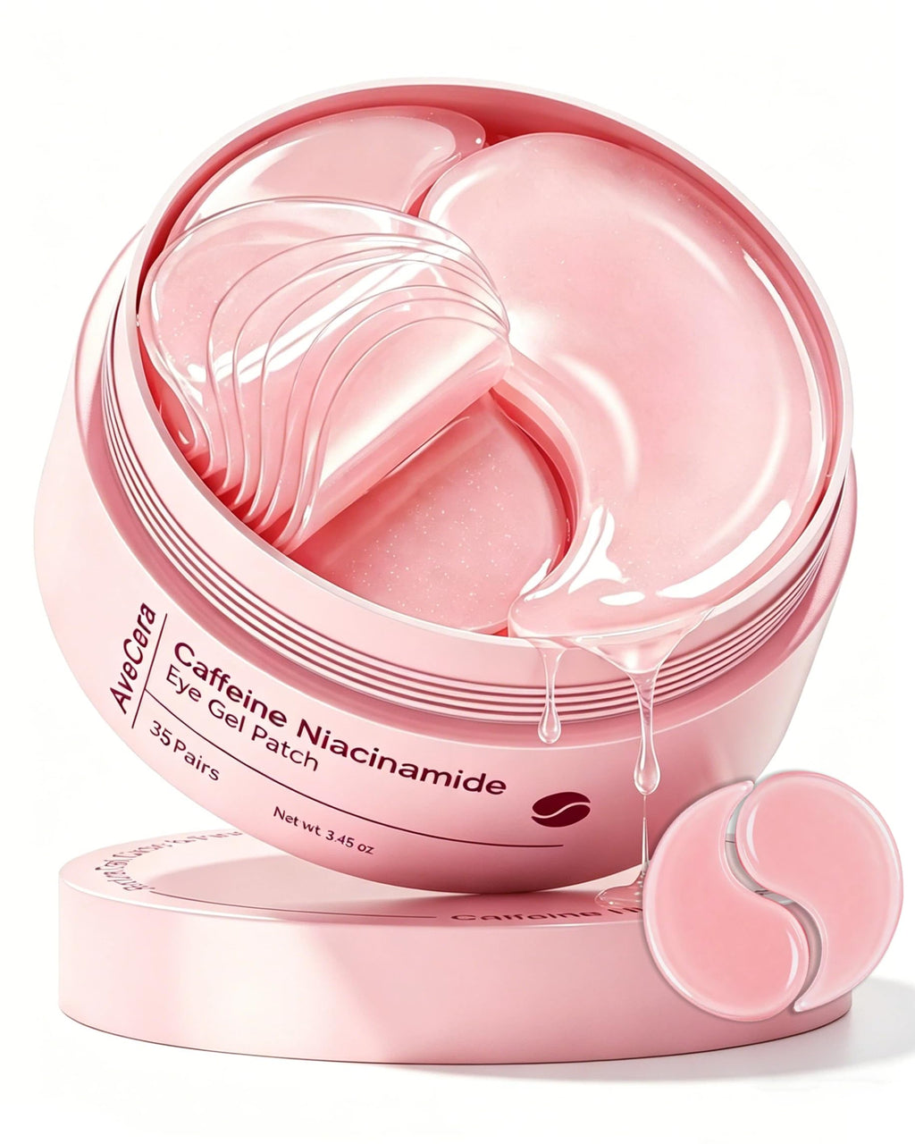 70Pcs Caffeine Peptide Under Eye Patches for Dark Circles Puffiness, Gel Eye Masks with Rose Essence Hyaluronic Acid Niacinamide Anti Wrinkle & Fine Lines Hydrating & Cooling for Men & Women