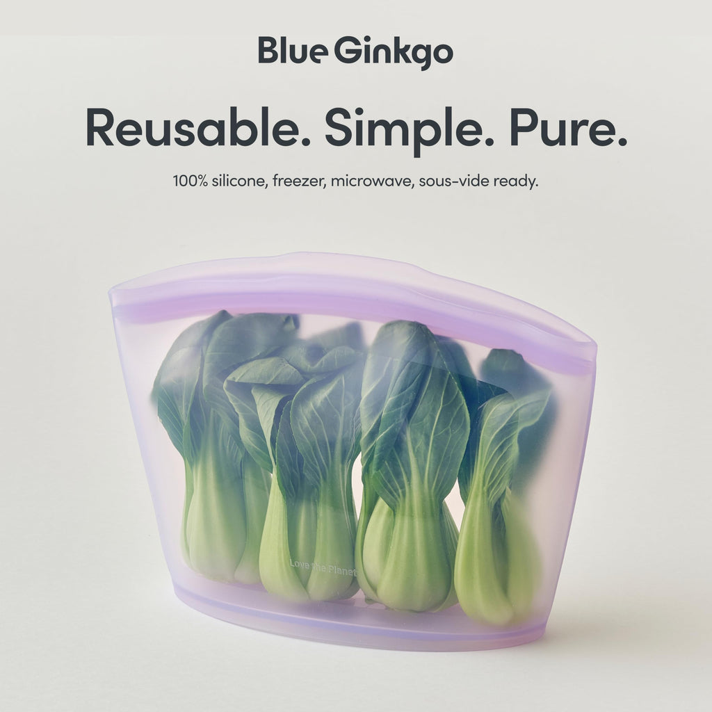 Blue Ginkgo Reusable Silicone Storage Bags – 4-Pack | Korean-Made Stand Up Food, Freezer Bags - Pumkin Yellow