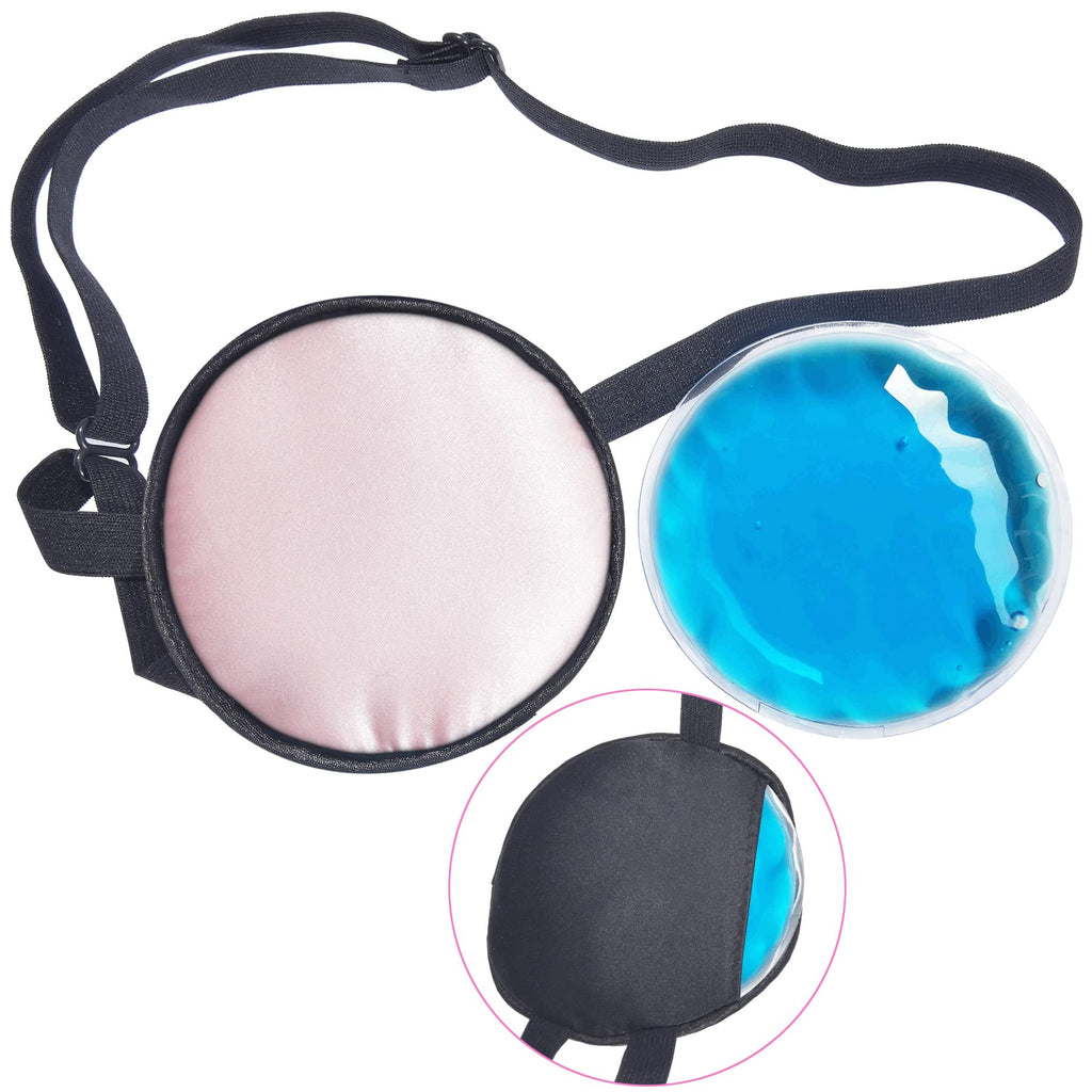 Cooling Eye Patches for Puffy Eyes, Pure Silk Ice Eye Patch, Single Eye Mask, Medical One Eye Cover Cold Hot Therapy Strabismus Lazy Eyes After Surgery Adult Kid Pirate Eyepatch (Black)