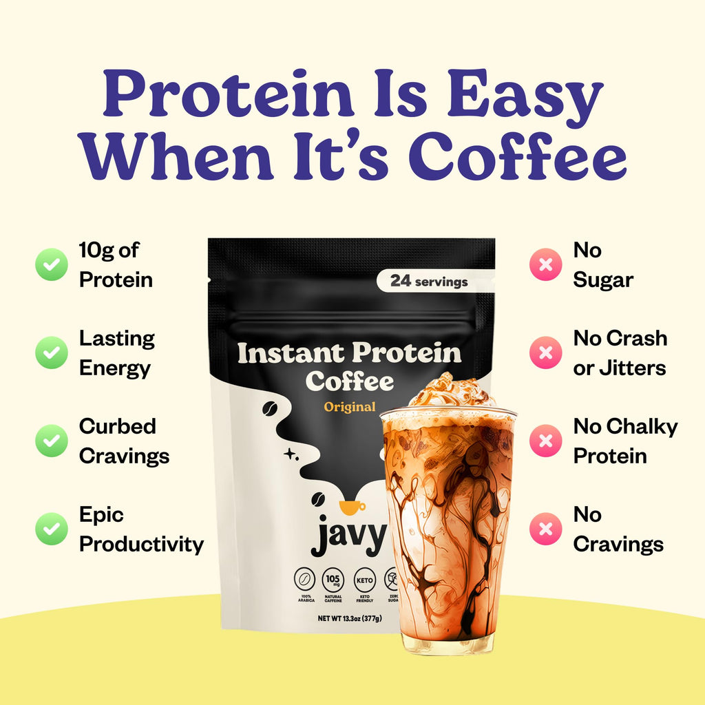 Javvy Protein Iced Coffee - Premium Whey Protein & Iced Coffees, 100% Natural Cold Brew, Zero Artificial Flavors & Sweeteners, 80mg Caffeine, No Added Sugar, 20 Servings, Caramel, 1 Pack