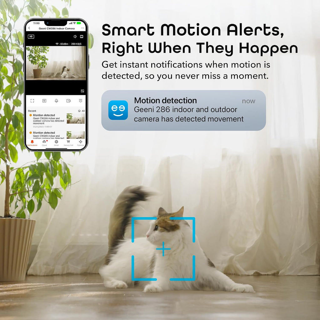 Geeni Mini 1080P Indoor/Outdoor Security Camera 2-Pack, Smart WiFi Cameras with Motion & Sound Detection, Night Vision, 2-Way Audio, Cloud & MicroSD Card Storage, Compatible with Alexa & Google