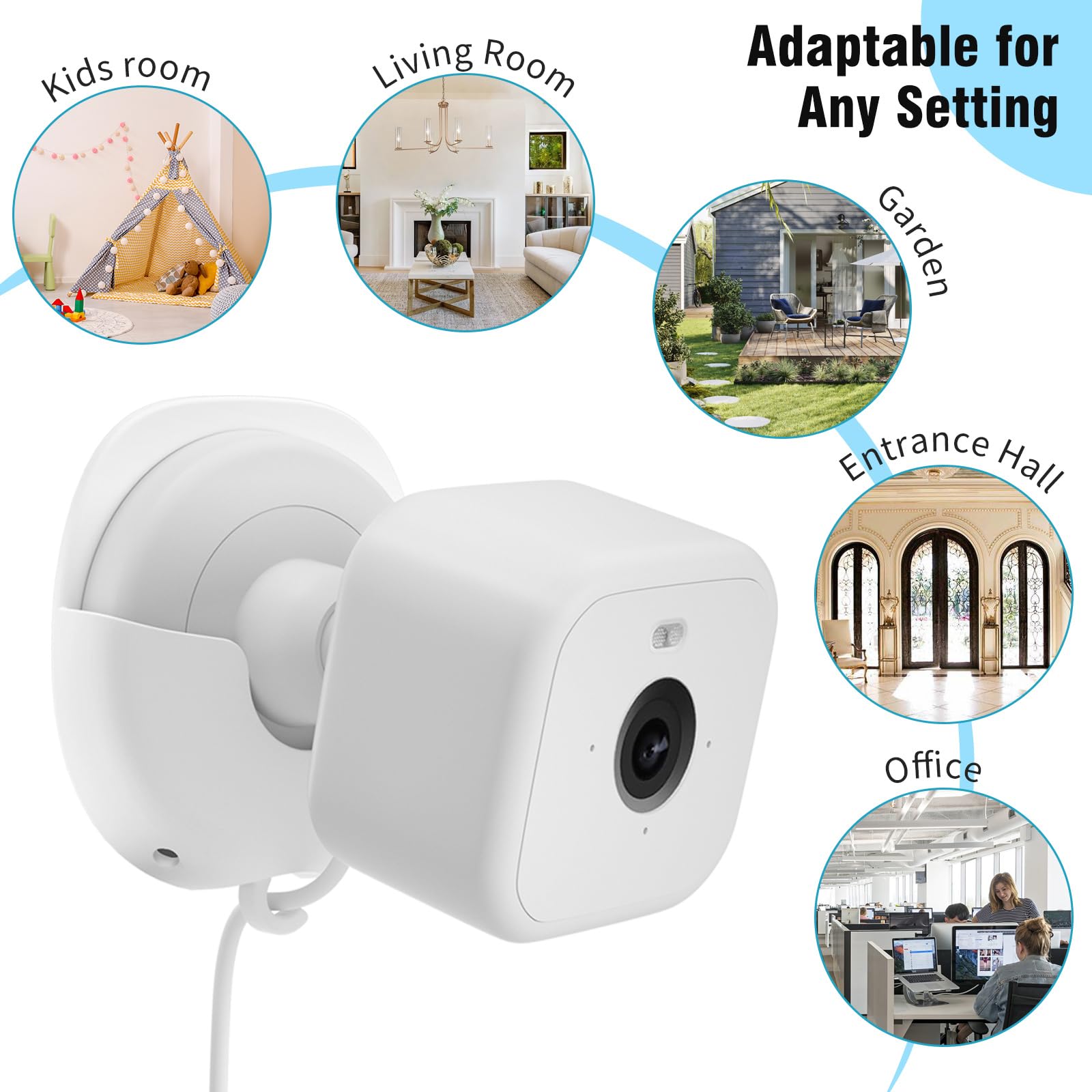 3 Pack Blink Camera No Drill No Screws Wall Mount Bracket for Blink Outdoor 4/Outdoor 2K+/Mini 2/Mini 2K+ Indoor Cameras, Strong Adhesive Mount, Damage-Free, Easy to Install