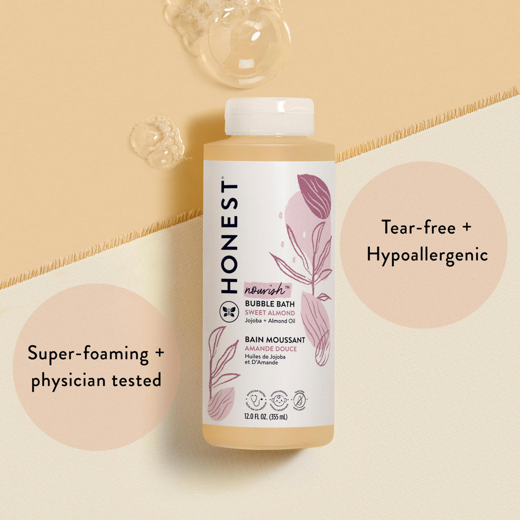 The Honest Company Foaming Bubble Bath, Naturally Derived, Tear-free, Hypoallergenic, Citrus Vanilla Refresh, 12 fl oz