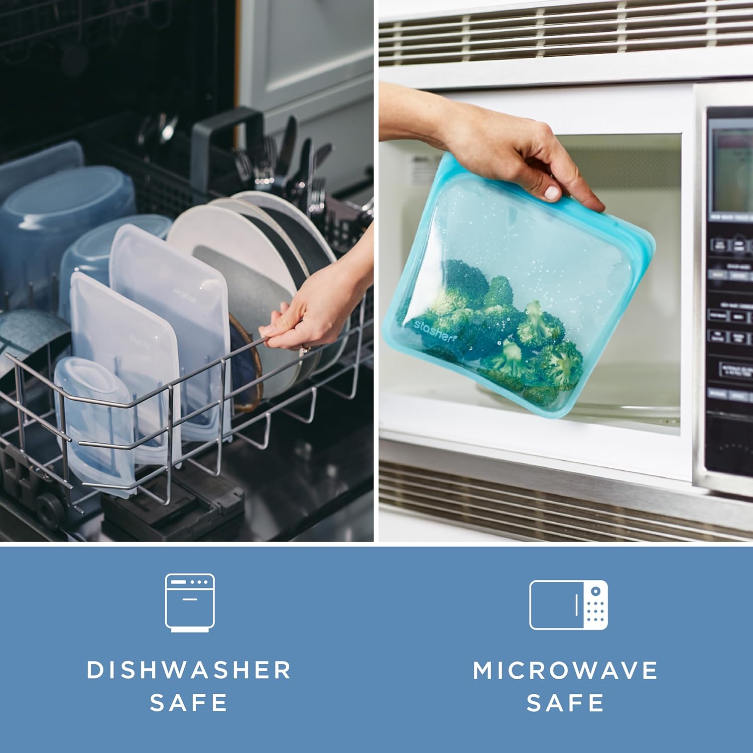 Stasher Silicone Reusable Storage Bag, Freezer Bag, Reusable Snack Bags, Microwave, Dishwasher, Oven Safe, Sous Vide, Premium Lunch Container, Eco Friendly, Food Storage Bag, 12 oz, Clear