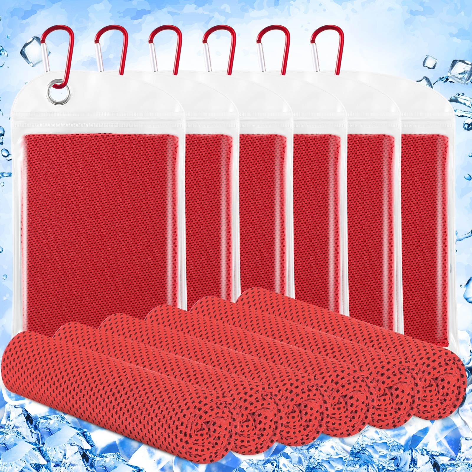 Hosuly 6 Pack Cooling Towels 40" x 12" Sport Towels, Cooling Rag for Neck and Face Ice Breathable Chilly Portable Neck Wraps for Yoga(Black)