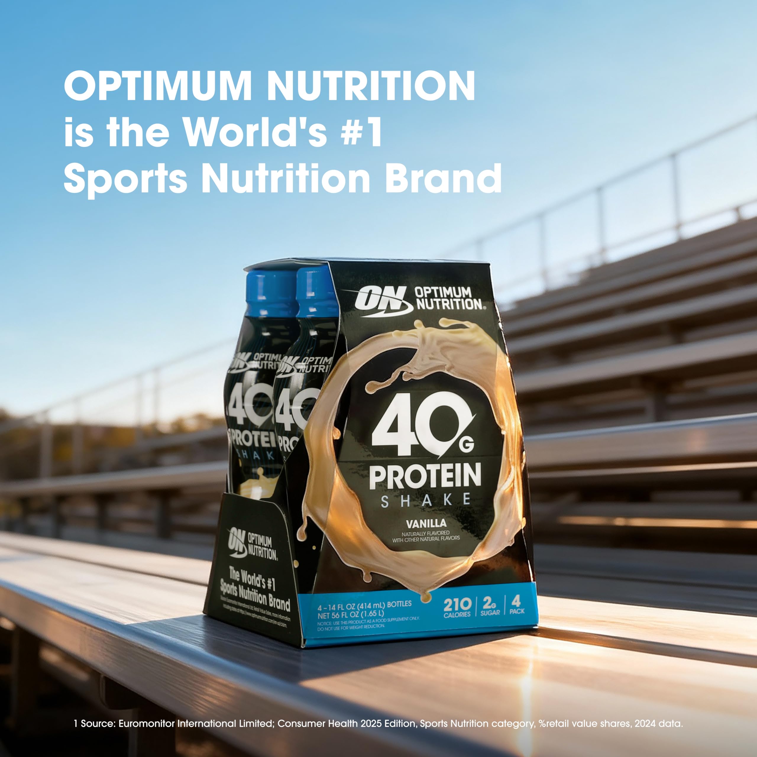 Optimum Nutrition 40g Protein Shake, 40g of Protein, Naturally Flavored, Complete Protein Drink, Chocolate, 14 Fl Oz, 12 Count (Pack of 1) (Packaging May Vary)