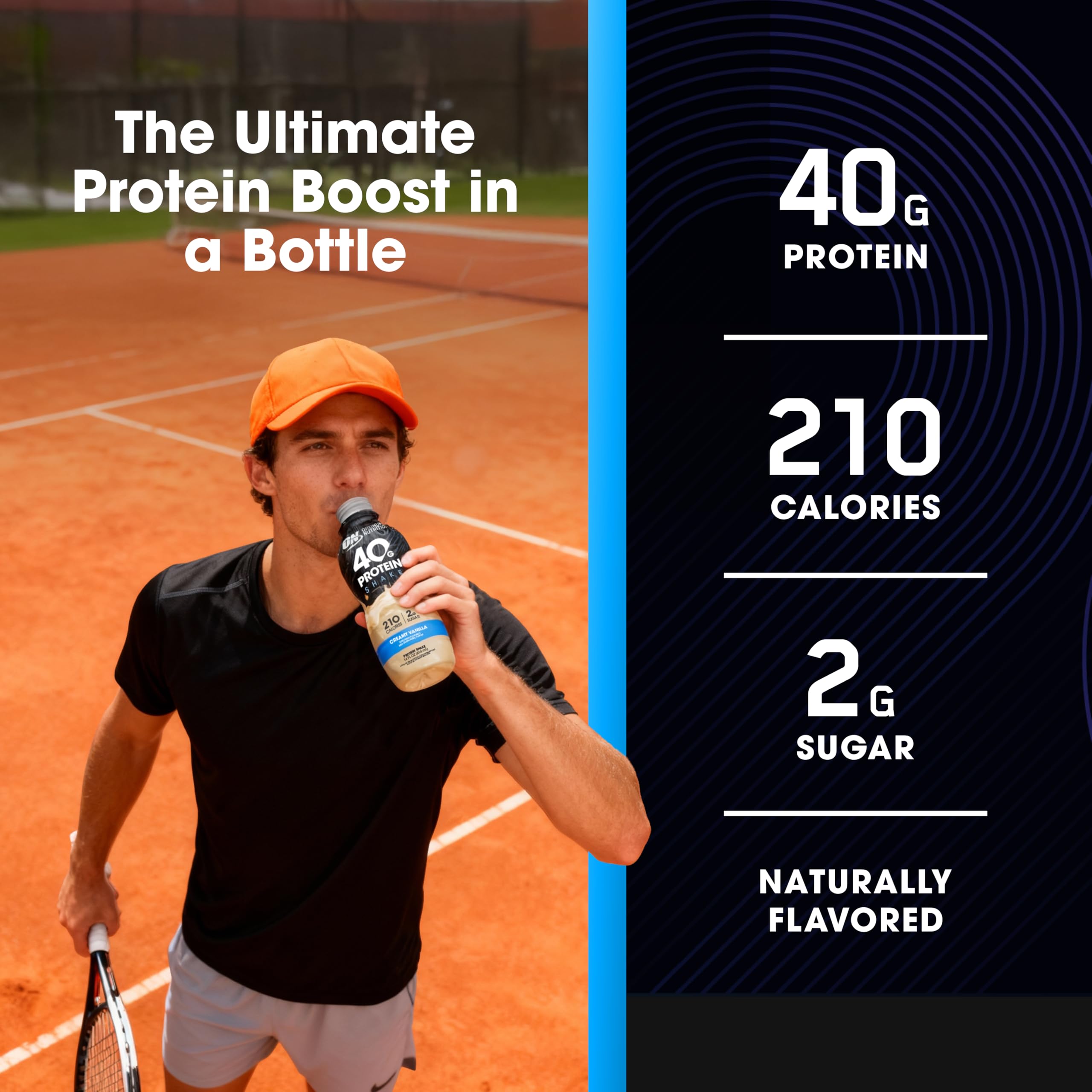 Optimum Nutrition 40g Protein Shake, 40g of Protein, Naturally Flavored, Complete Protein Drink, Chocolate, 14 Fl Oz, 12 Count (Pack of 1) (Packaging May Vary)