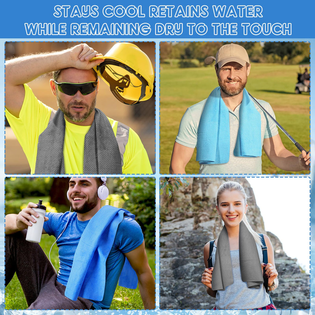 Peryiter 3 Packs PVA Cooling Towel Reusable Instant Cooling Neck Towel Breathable Soft Long Lasting Ice Sports Supplies for Running Hiking Swimming Golf (Dark Blue)