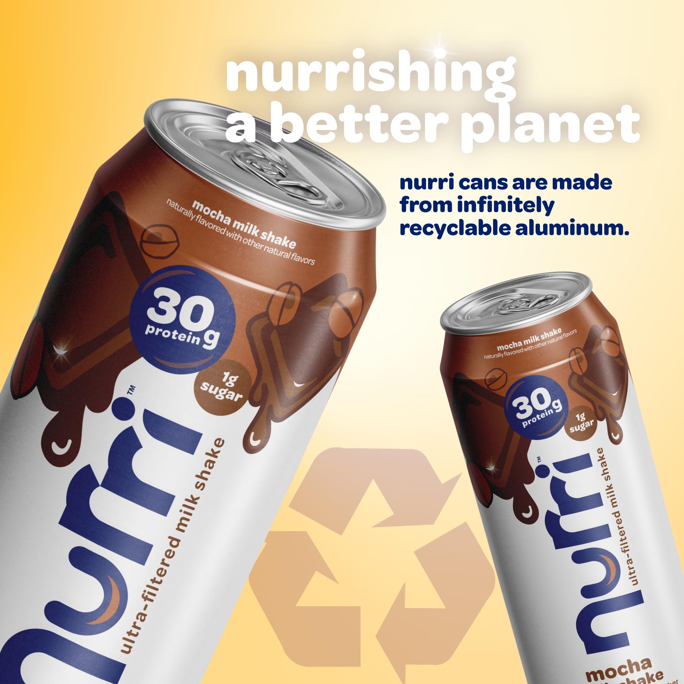 Nurri - 30g Protein Ultra Filtered Milk Shake – Mocha- with Caffeine for Energy, Lactose Free, Low Sugar, 150 Calories, 10 Vitamins and Minerals - 11 fl oz, 10 Cans