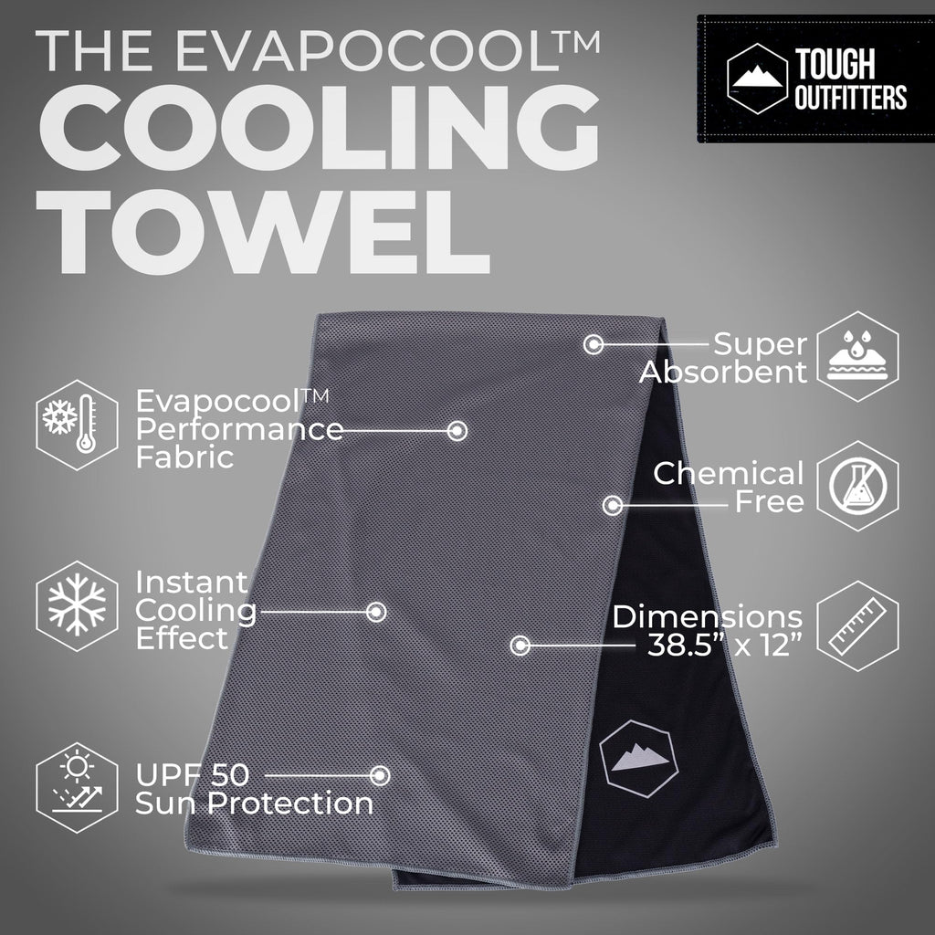 Tough Outdoors Cooling Towels for Neck Face - Neck Cooling Towel for Hot Weather Yoga Sports Golf Sweat - Instant Cold Towel