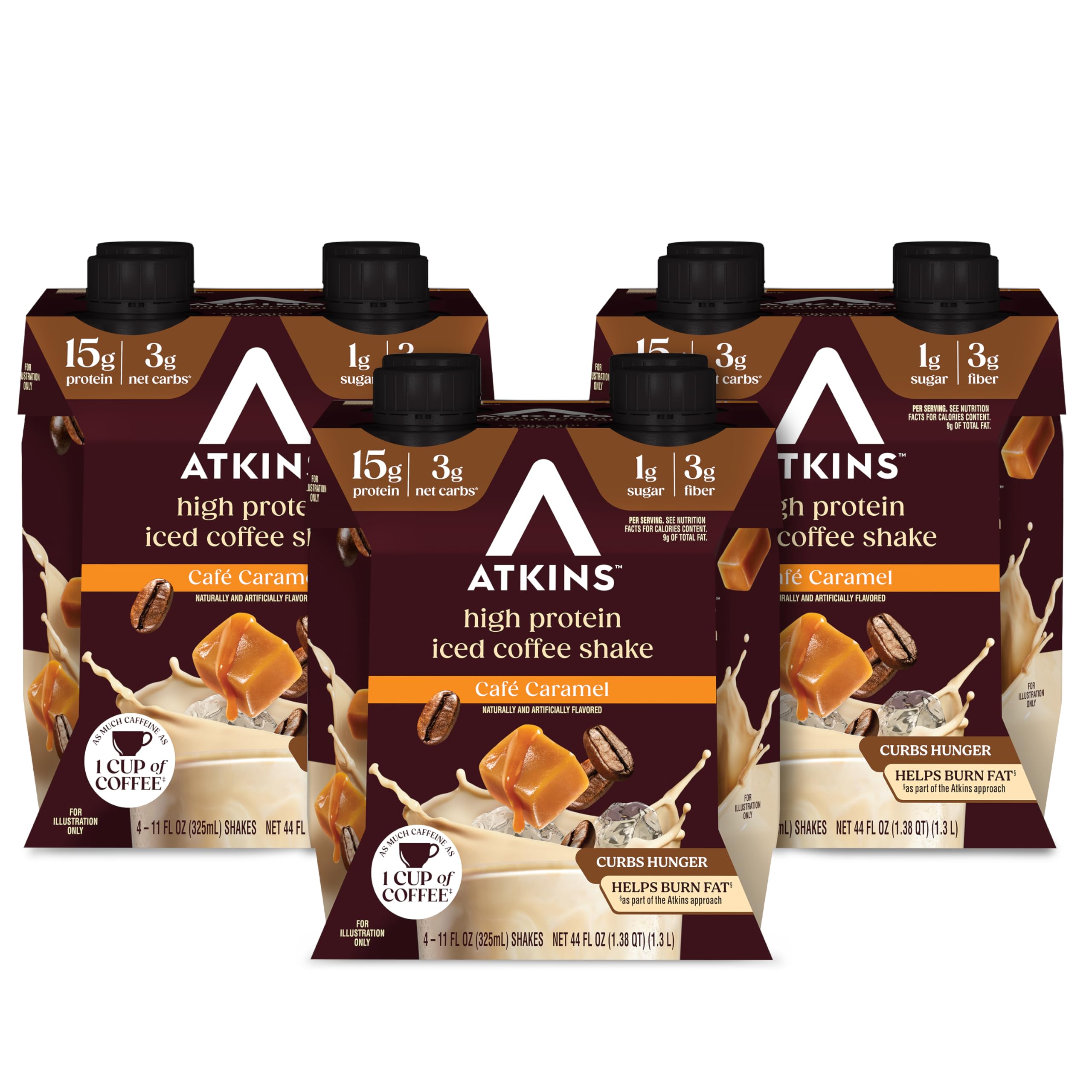 Atkins Mocha Latte Iced Coffee Flavored Protein Shake, High Protein, Low Glycemic, Low Carb and Low Sugar Shakes, Keto-Friendly, 12 Pack