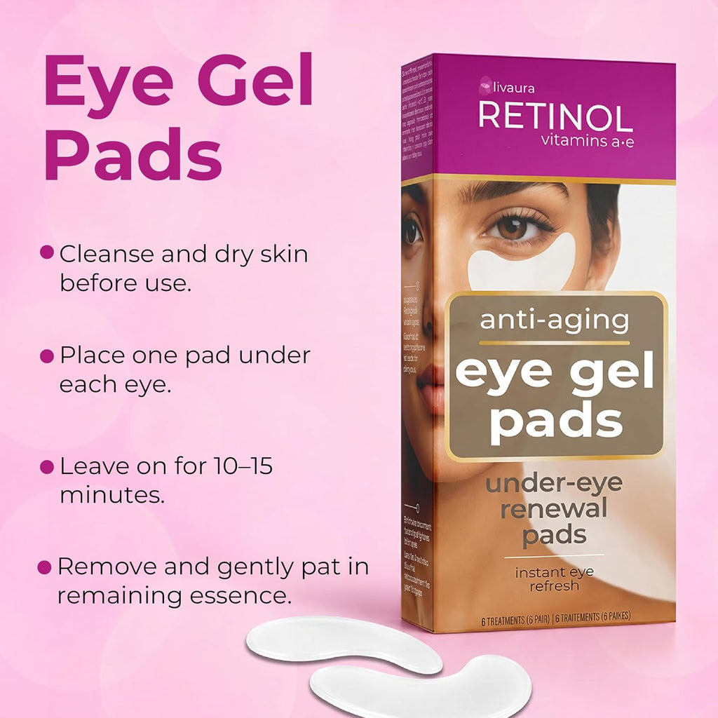 LIVAURA Retinol Under Eye Patches - Eye Masks for Dark Circles and Bags | Cooling collagen under-eye patches that de-puff, hydrate and smooth dark circles, bags and fine lines - anti-aging eye pads