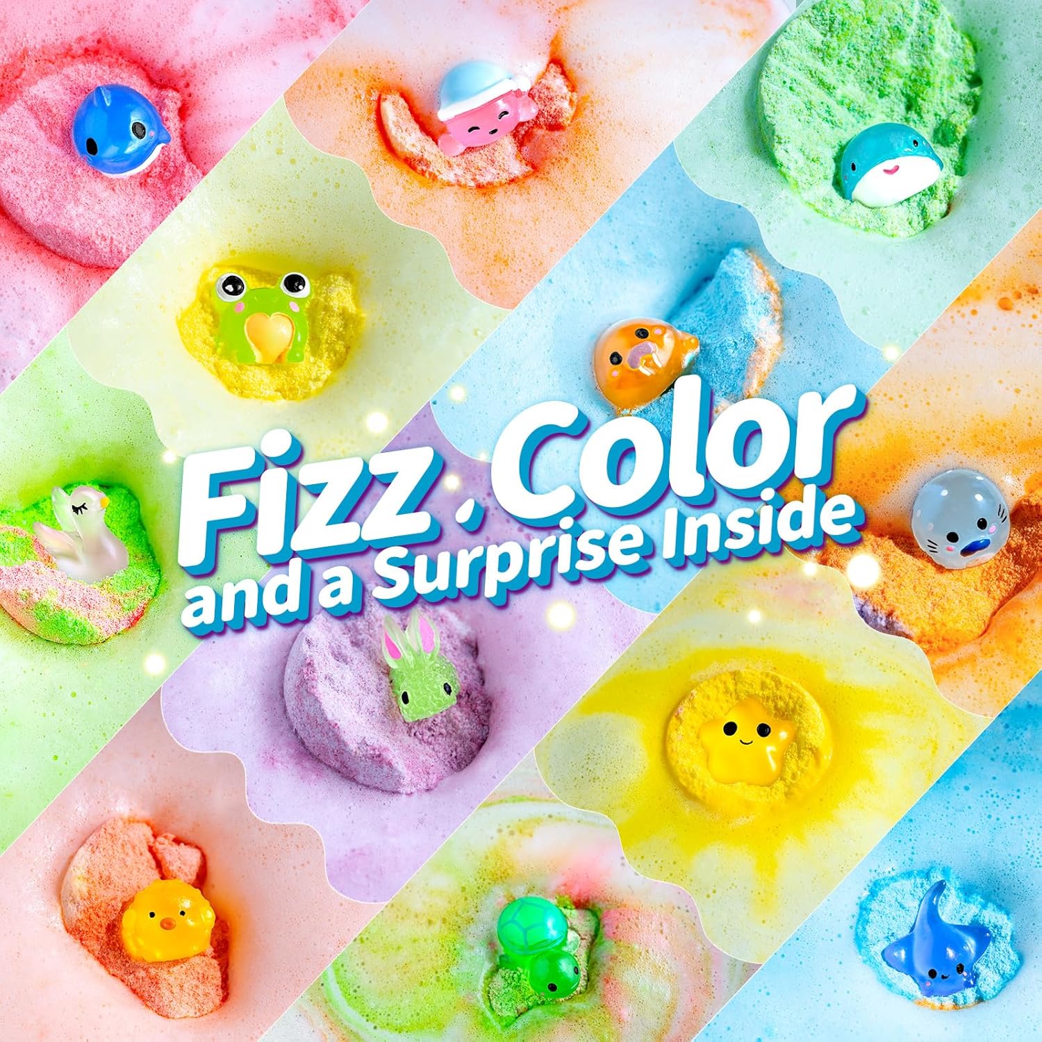 Bath Bombs for Kids with Surprise Inside – 24 Pack Handmade Bath Bombs with Glow-in-the-Dark Land & Sea Toys, Fizzy Bath Salt Balls, Birthday Party Favors for Boys and Girls