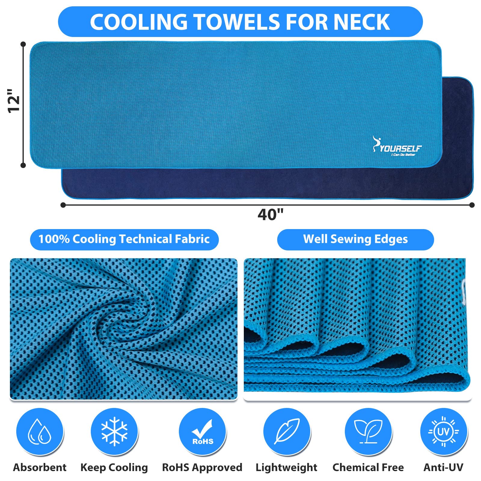 SYOURSELF Cooling Towel, Cooling Towels for Neck,40" x 12"Ice Towel for Instant Cooling Relief, Soft Breathable Chilly Towel, Perfect Yoga, Golf, Sports, Gym, Workout, Athletes Towel (1PC-Orange)