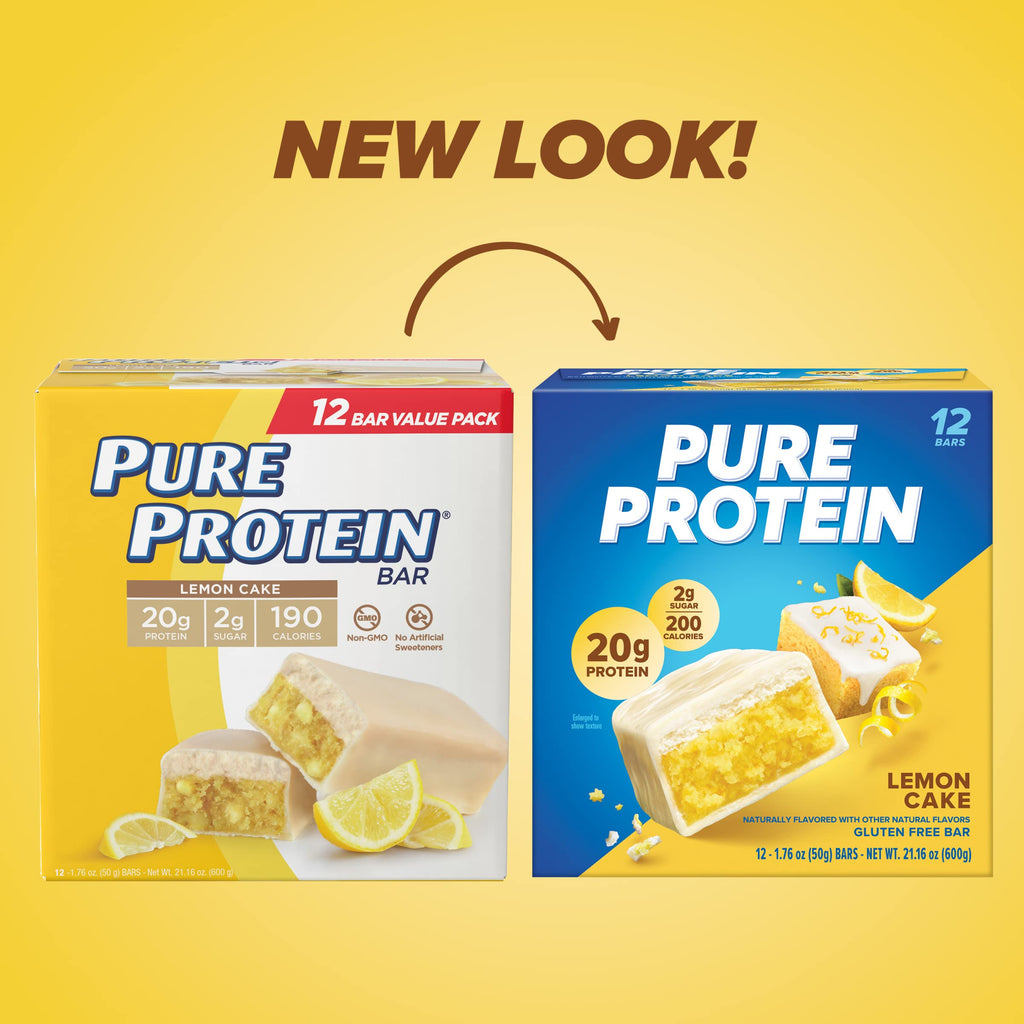 Pure Protein Chocolate Peanut Butter Protein Bars – 20g Protein, 3g Sugar, 190 Calories (12 count) Low Sugar* High Protein Snack - Gluten Free - Perfect for a Healthy Snack