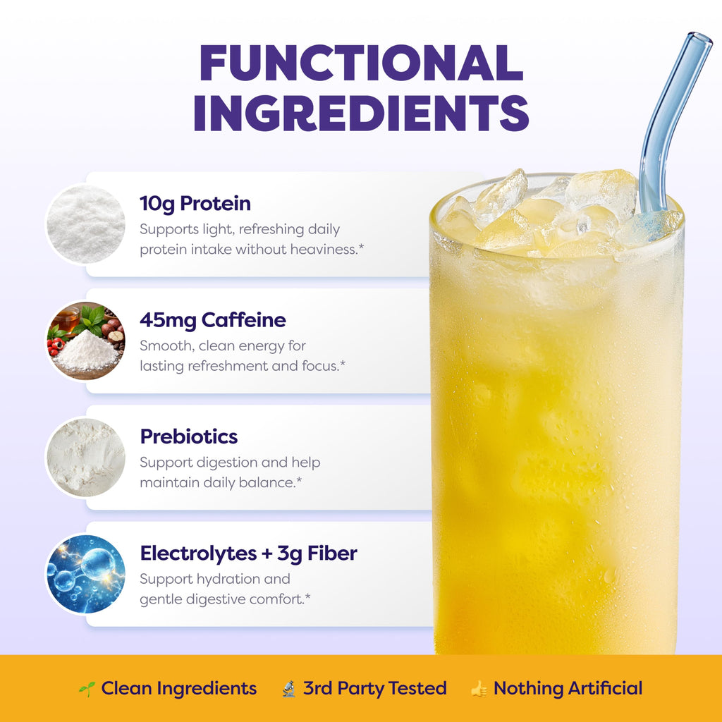 Javvy Clear Protein Refresher Drink Mix – 10g of Whey Protein and Collagen Peptides, Electrolytes Powder, Natural Flavors, 0g of Sugar, 45mg Caffeine, 20 Servings, Strawberry Berry Acai