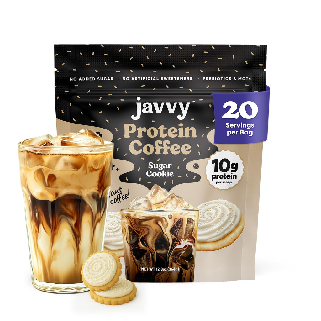 Javvy Protein Iced Coffee - Premium Whey Protein & Iced Coffees, 100% Natural Cold Brew, Zero Artificial Flavors & Sweeteners, 80mg Caffeine, No Added Sugar, 20 Servings, Caramel, 1 Pack
