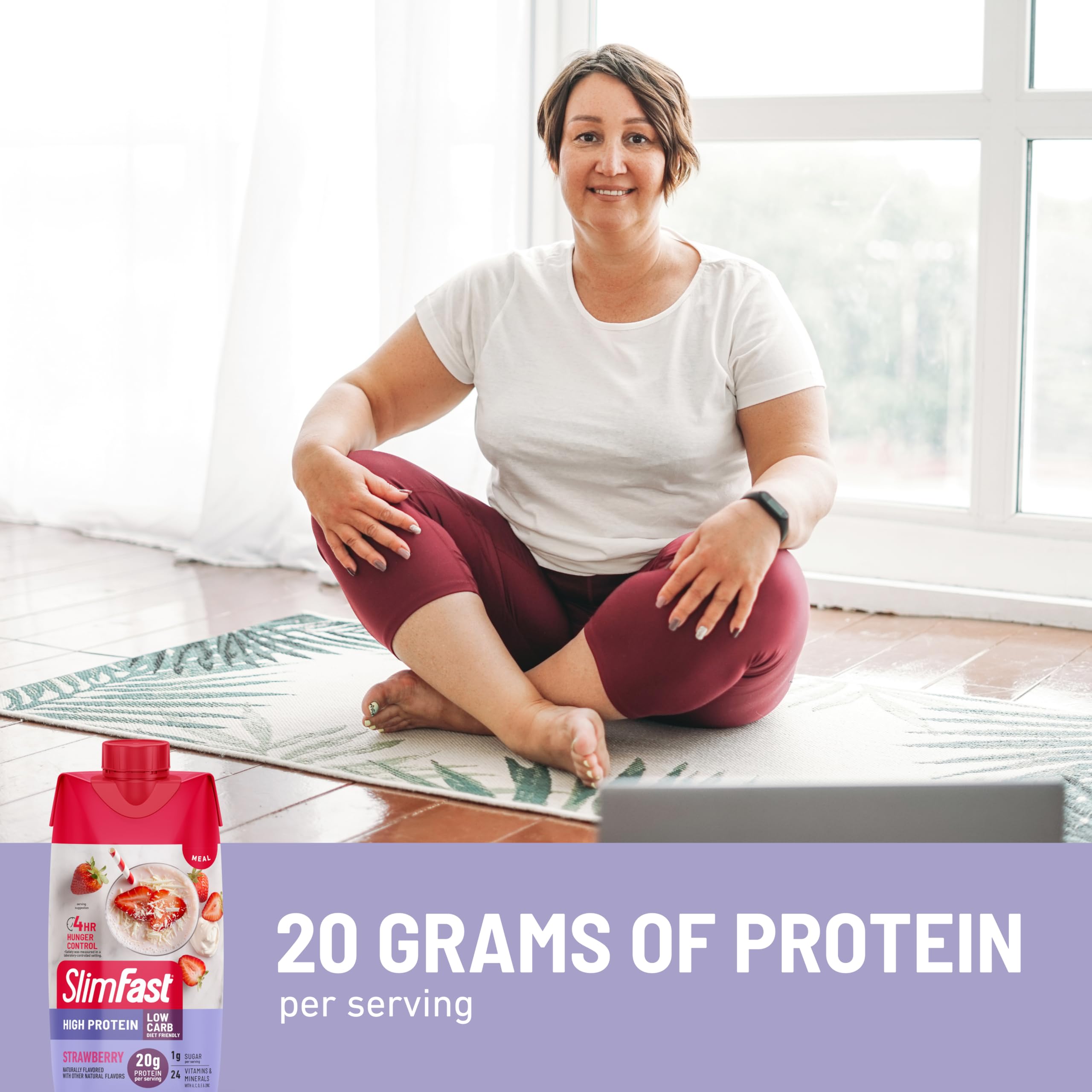 SlimFast Protein Shake, Vanilla- 20g Protein, Meal Replacement Shake Ready to Drink, High Protein with Low Carb and Low Sugar, 24 Vitamins and Minerals, 12 Count (Pack of 1) (Packaging May Vary)