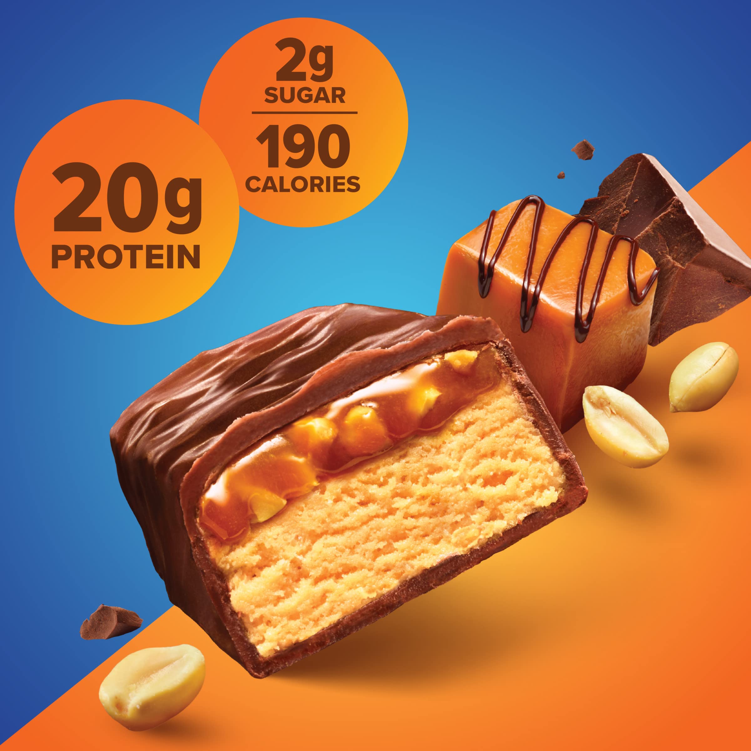 Pure Protein Chocolate Peanut Butter Protein Bars – 20g Protein, 3g Sugar, 190 Calories (12 count) Low Sugar* High Protein Snack - Gluten Free - Perfect for a Healthy Snack