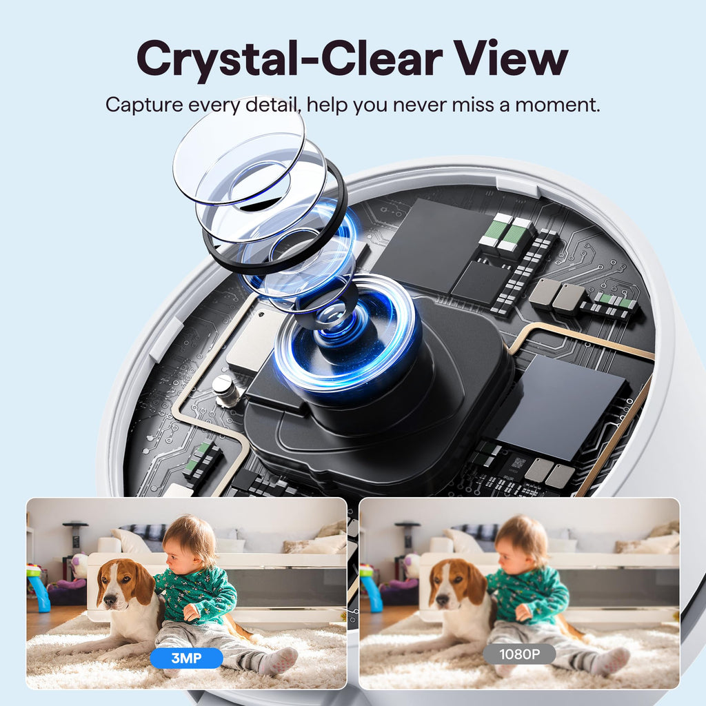 2K Wireless Cameras for Home Security Camera, Pet Camera Indoor with Phone App, Night Vision, Motion Alert, 24/7 SD&Cloud Record, Two-Way Audio, Security Camera Indoor Works with Alexa&Google